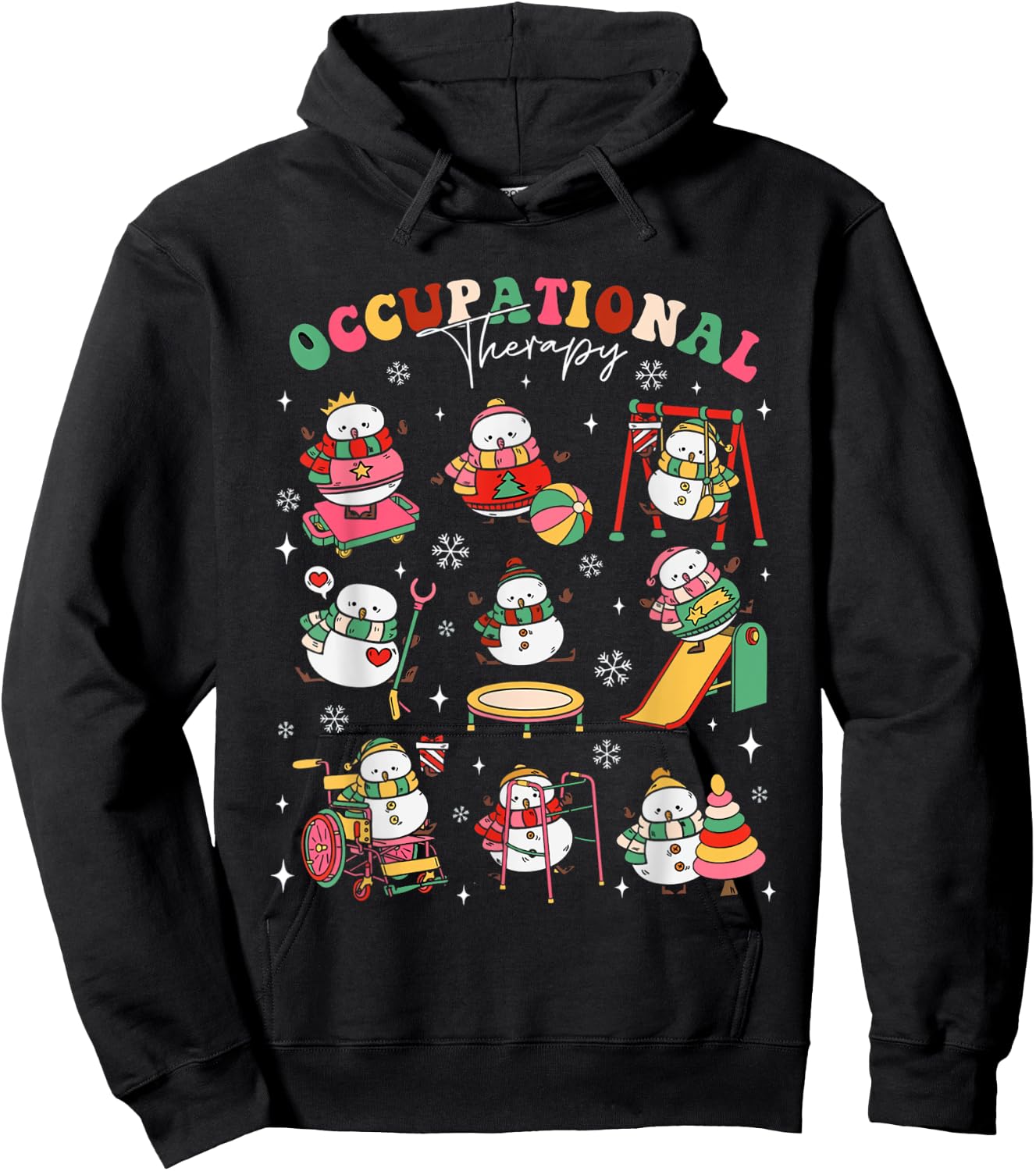Retro Occupational Therapy Christmas Snowman OT OTA Women Hoodie - Hoodie | Black