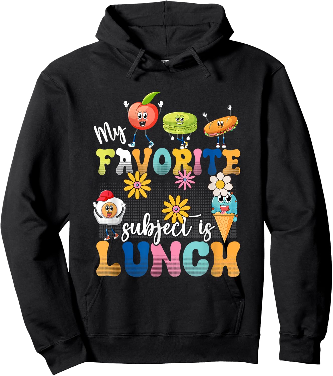 My Favorite Subject Is Lunch Lady Cafeteria Crew Retro 80s Hoodie - Hoodie | Black