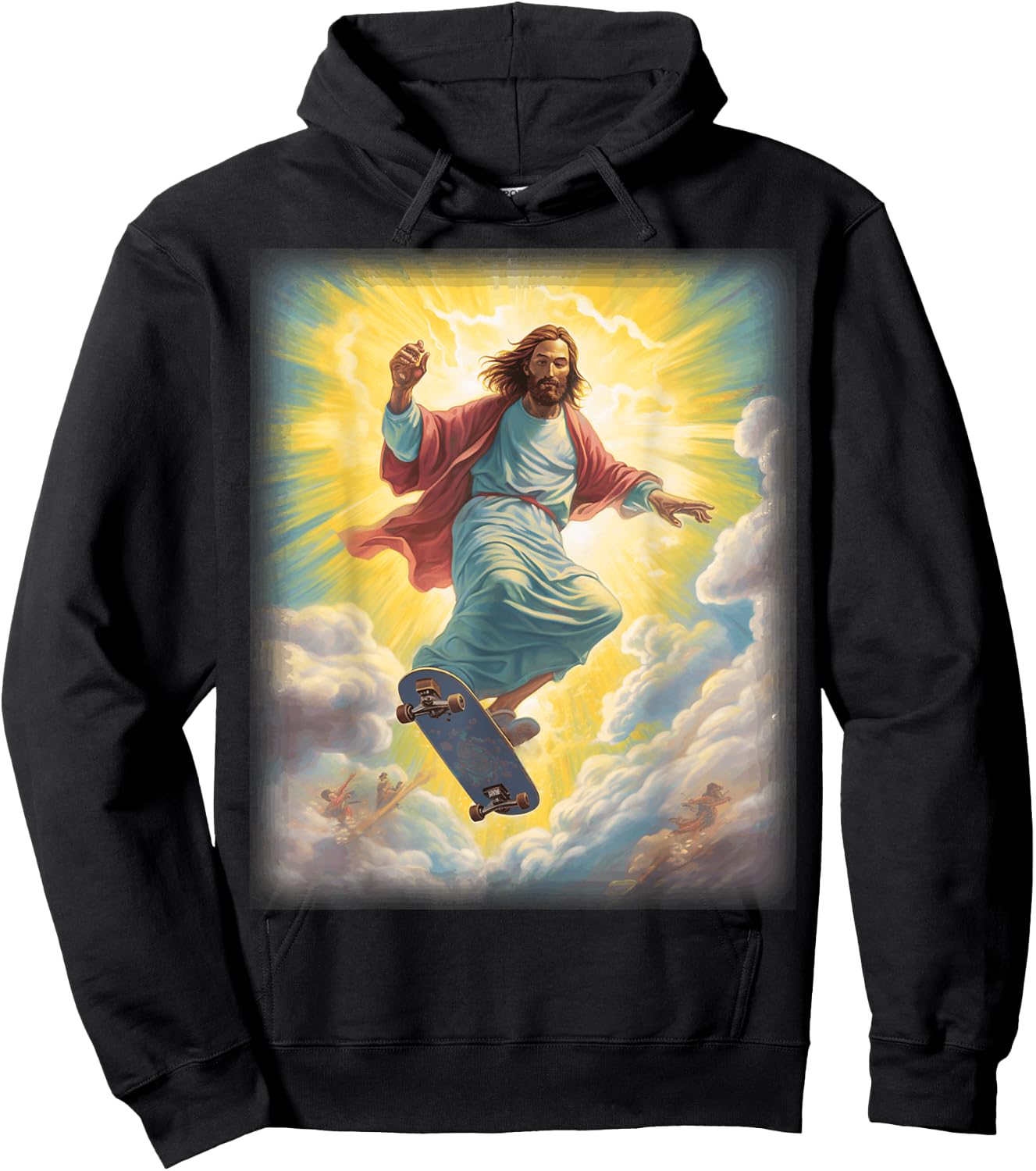 Halleluja and Gifts Jesus Skateboarder Heaven Skateboard Christian -Adults Black Short Sleeve Hoodie - Hoodie | Black