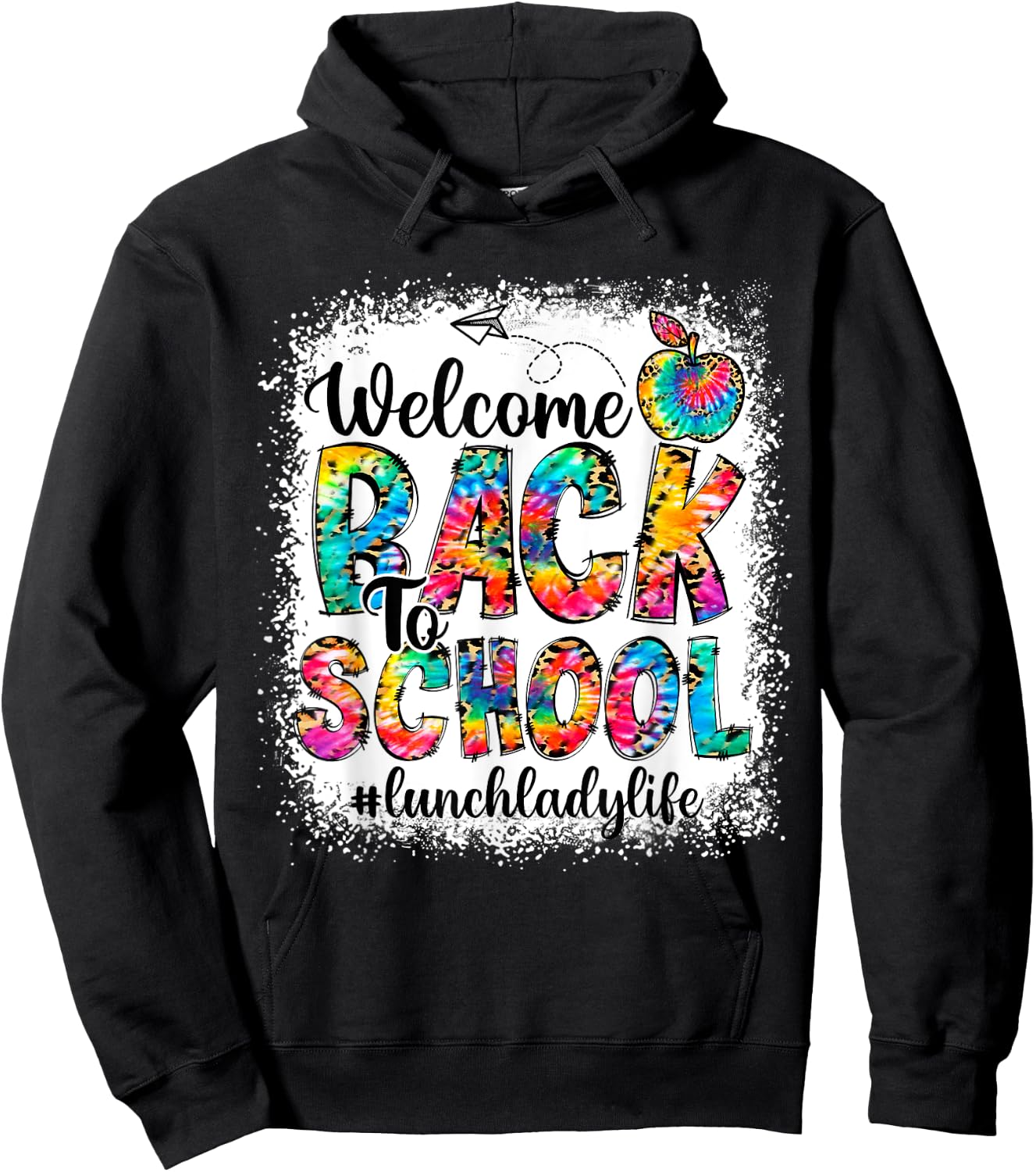 Welcome Back To School Lunch Lady Life Leopard Print Tie Dye Hoodie - Hoodie | Black