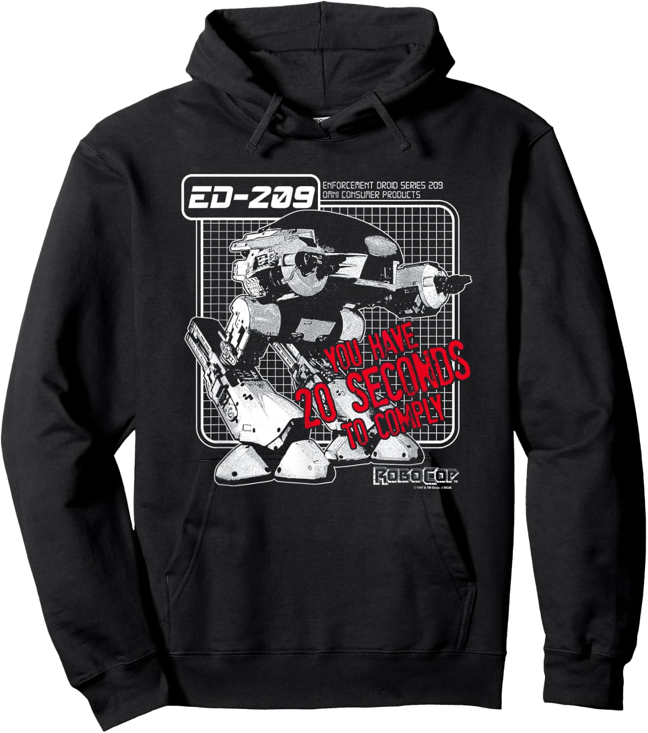 Robocop ED 209 - Black - Men's - Small - Short Sleeve - Modern Cartoon Hoodie - Hoodie | Black