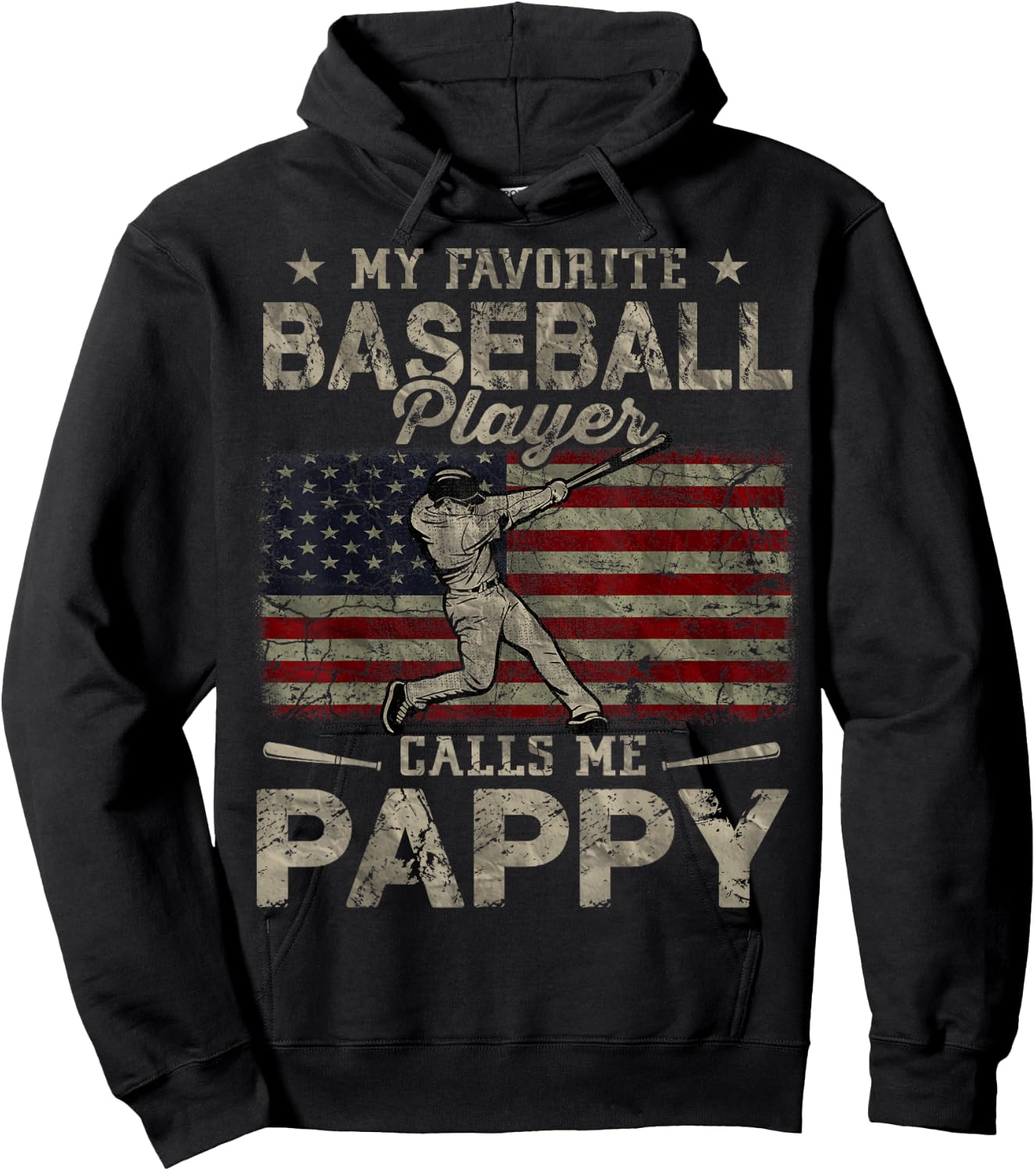 My Favorite Baseball Player Calls Me Pappy Father's Day Hoodie - Hoodie | Black