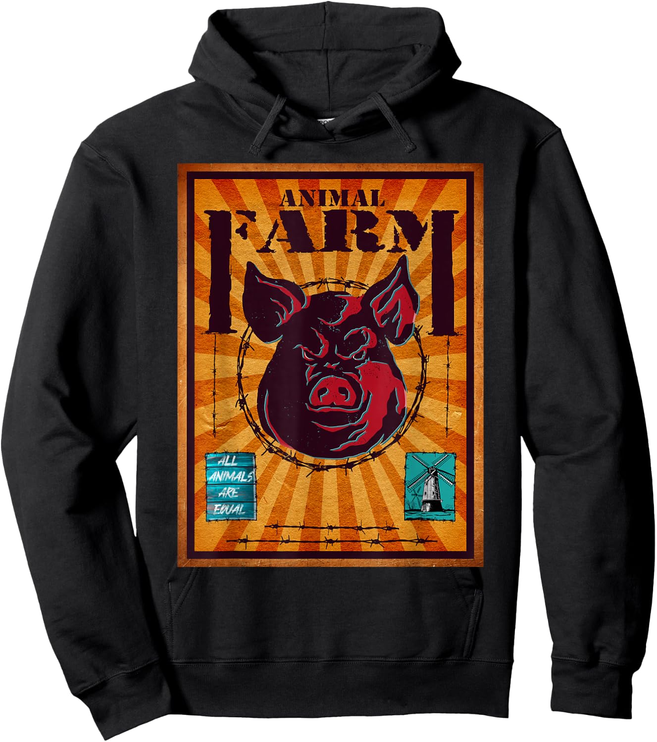 Animal Farm All Animals Are Equal Vintage Hoodie - Hoodie | Black