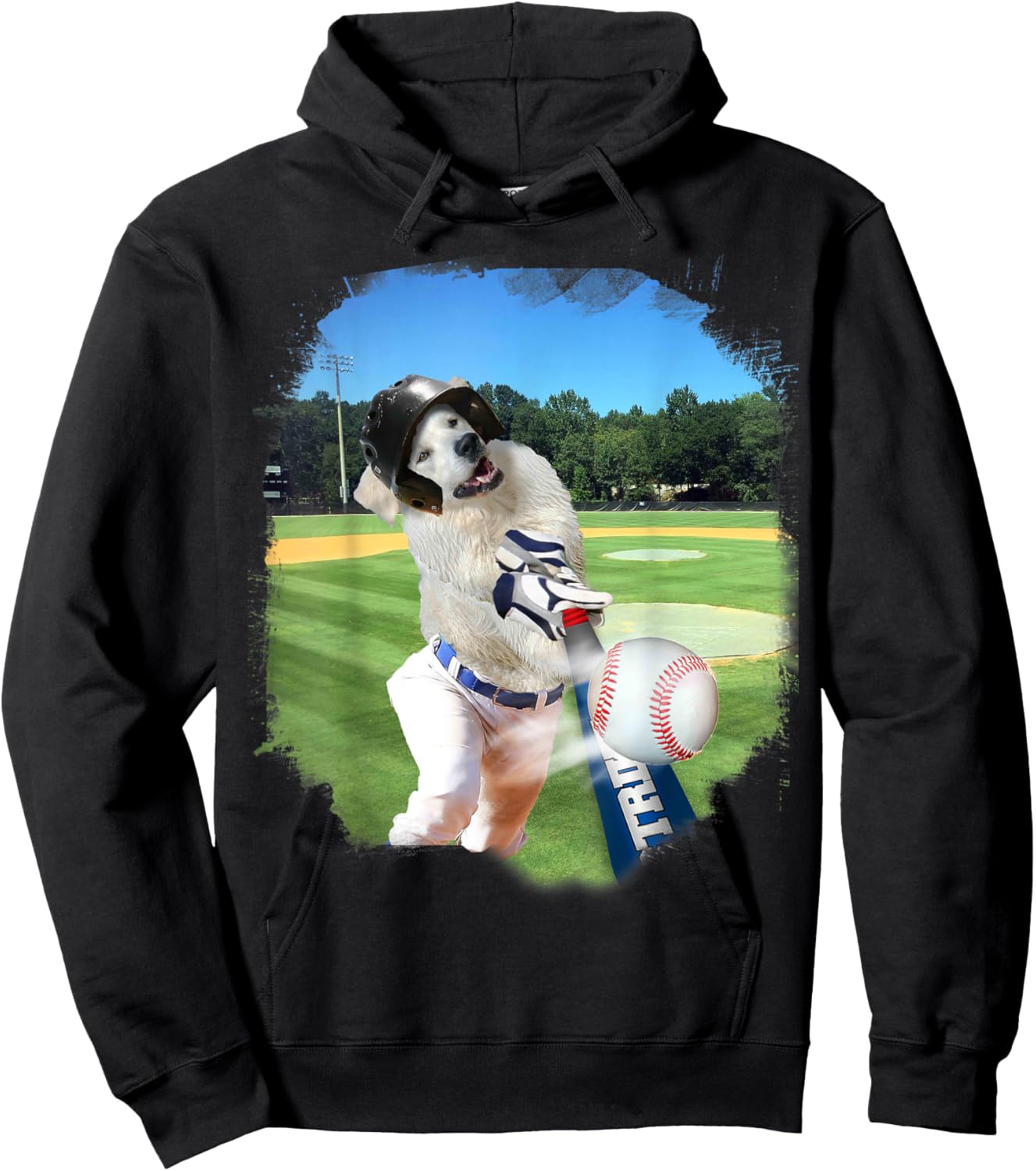 Golden Retriever Dog Playing Baseball Hoodie - Hoodie | Black