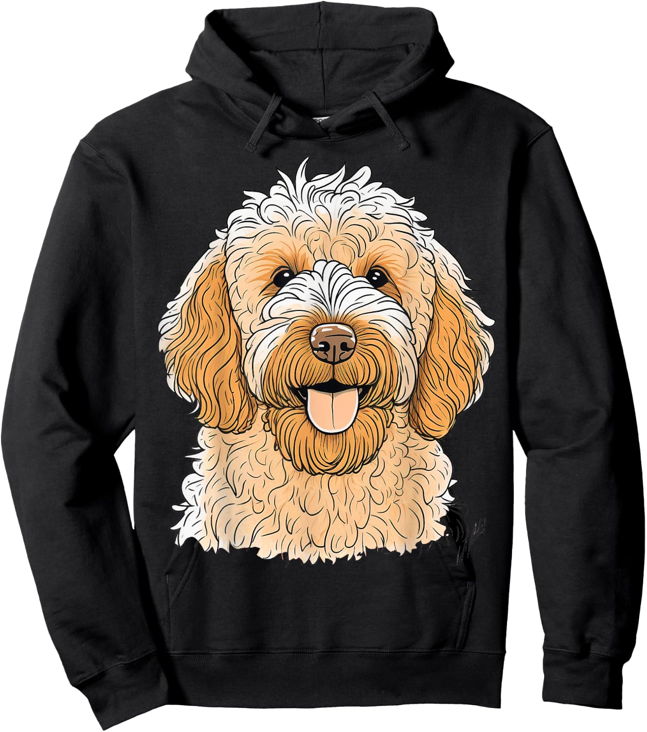 Cute Goldendoodle Dog on Golden Doodle Lover Men Women Kids Hoodie - Hoodie | Black