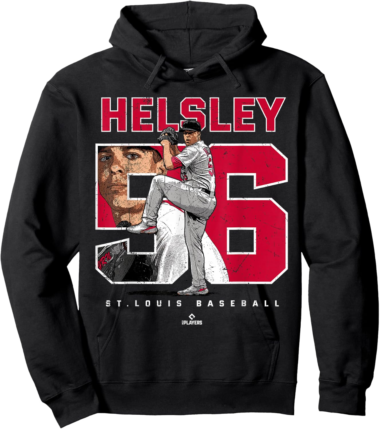 Number and Portrait Ryan Helsley St Louis MLBPA Hoodie - Hoodie | Black