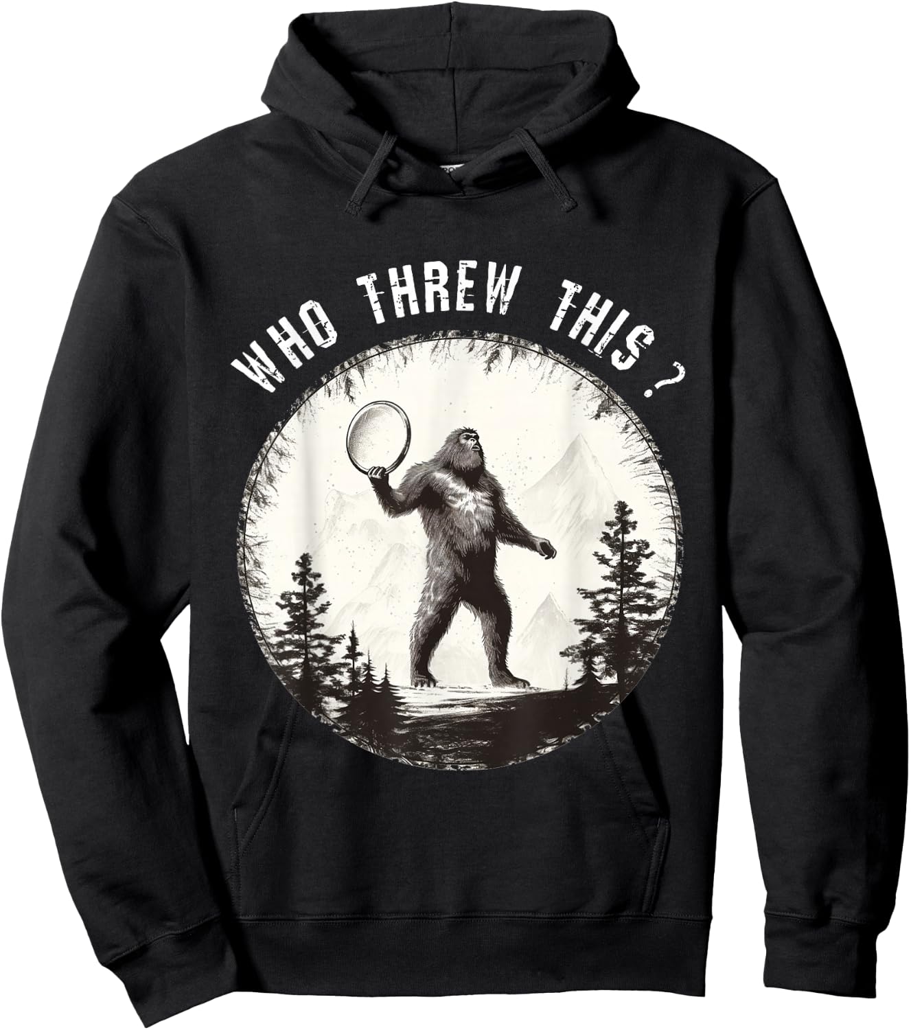 Dirhame Disc Golf Funny Bigfoot , Black, Small Hoodie - Hoodie | Black