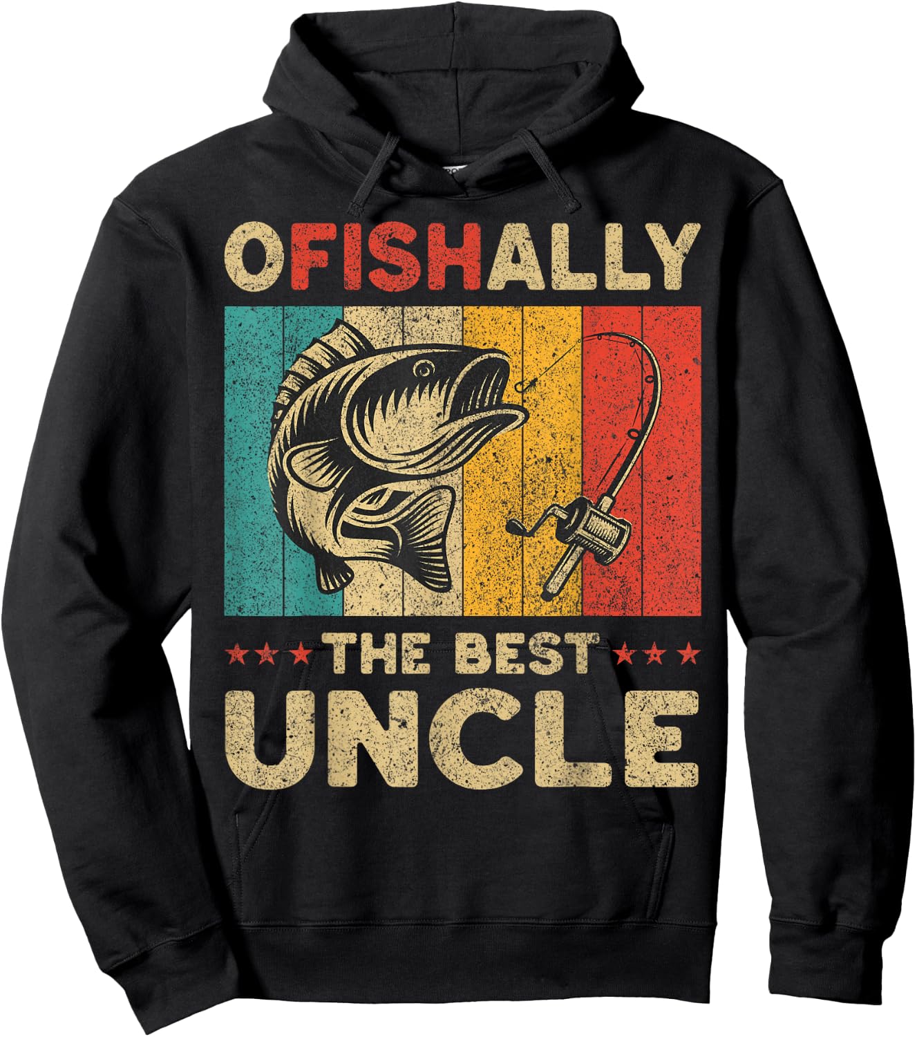 Father's Day Funny Fishing Ofishally The Best Uncle Hoodie - Hoodie | Black
