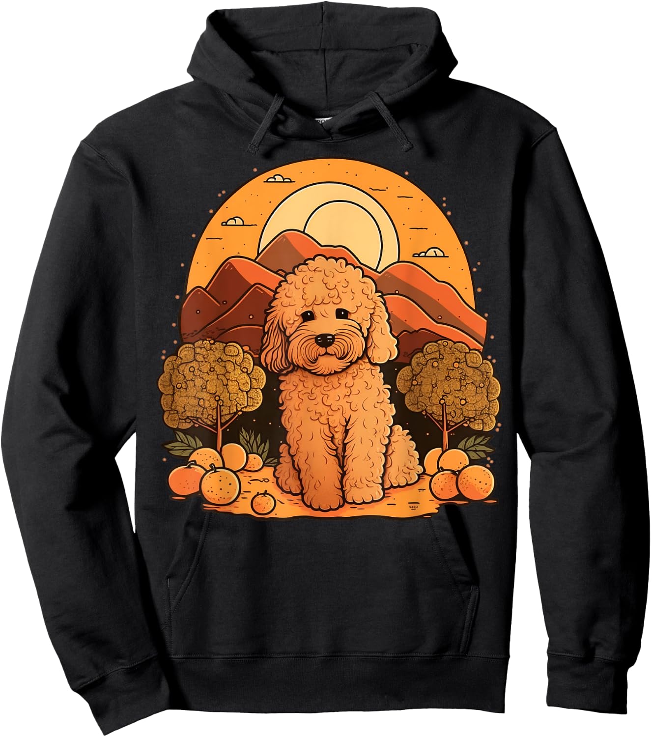Cute Goldendoodle Dog on Golden Doodle Lover Women Kids Hoodie - Hoodie | Black