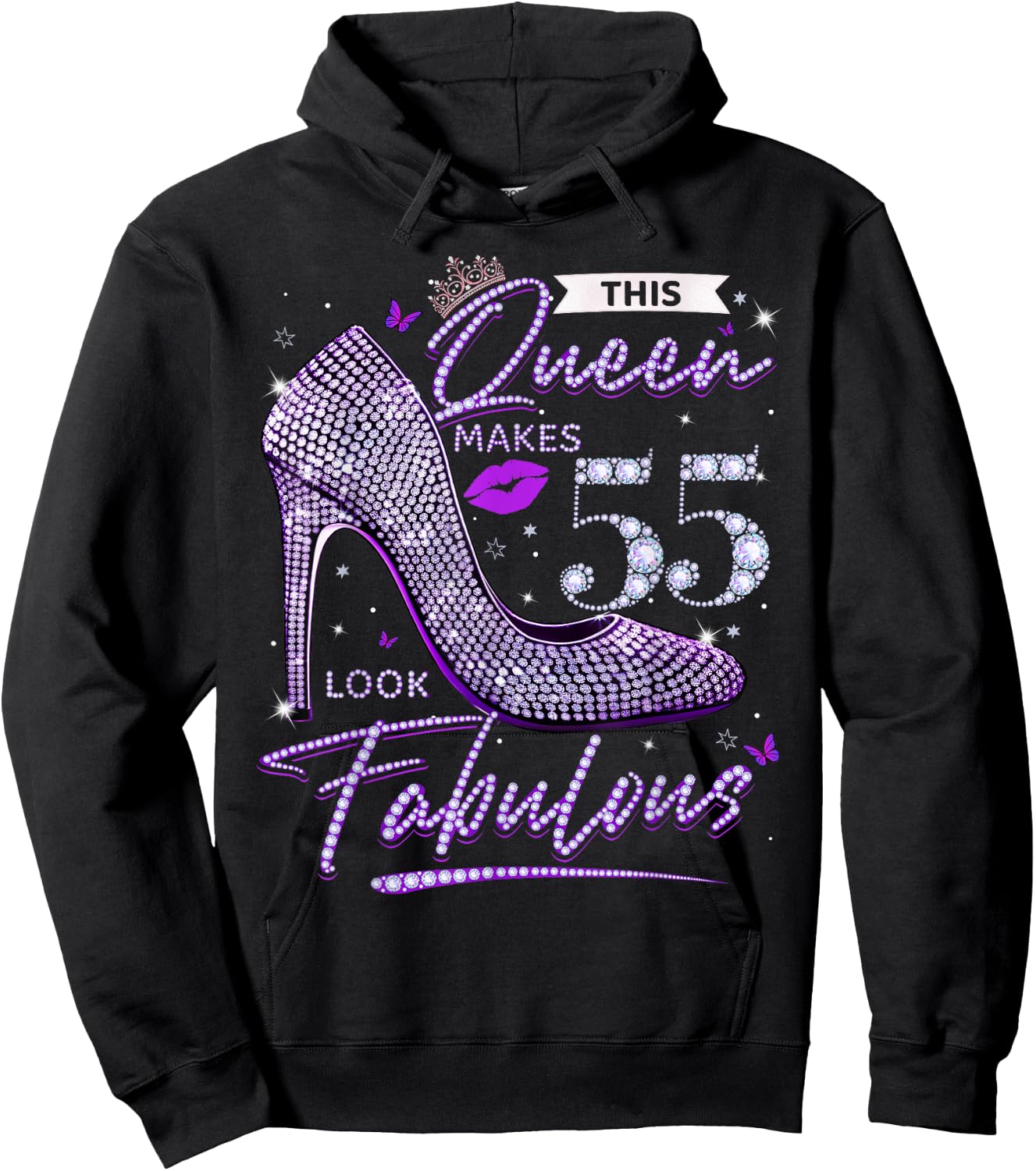 This Queen Makes 55 Looks Fabulous Shirt 55th Birthday Women Hoodie - Hoodie | Black