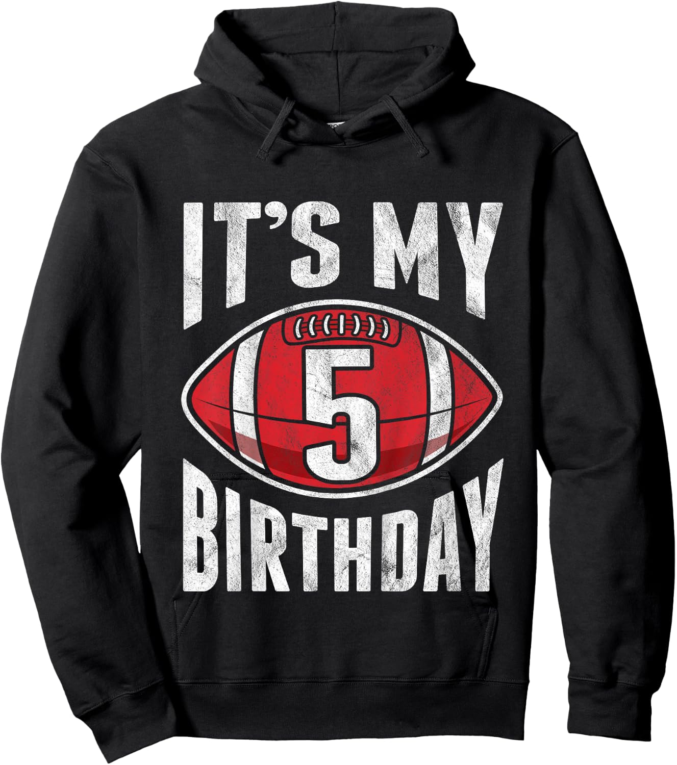 Kids 5 Years Old American Football 5th Birthday Boy Retro Style Hoodie - Hoodie | Black