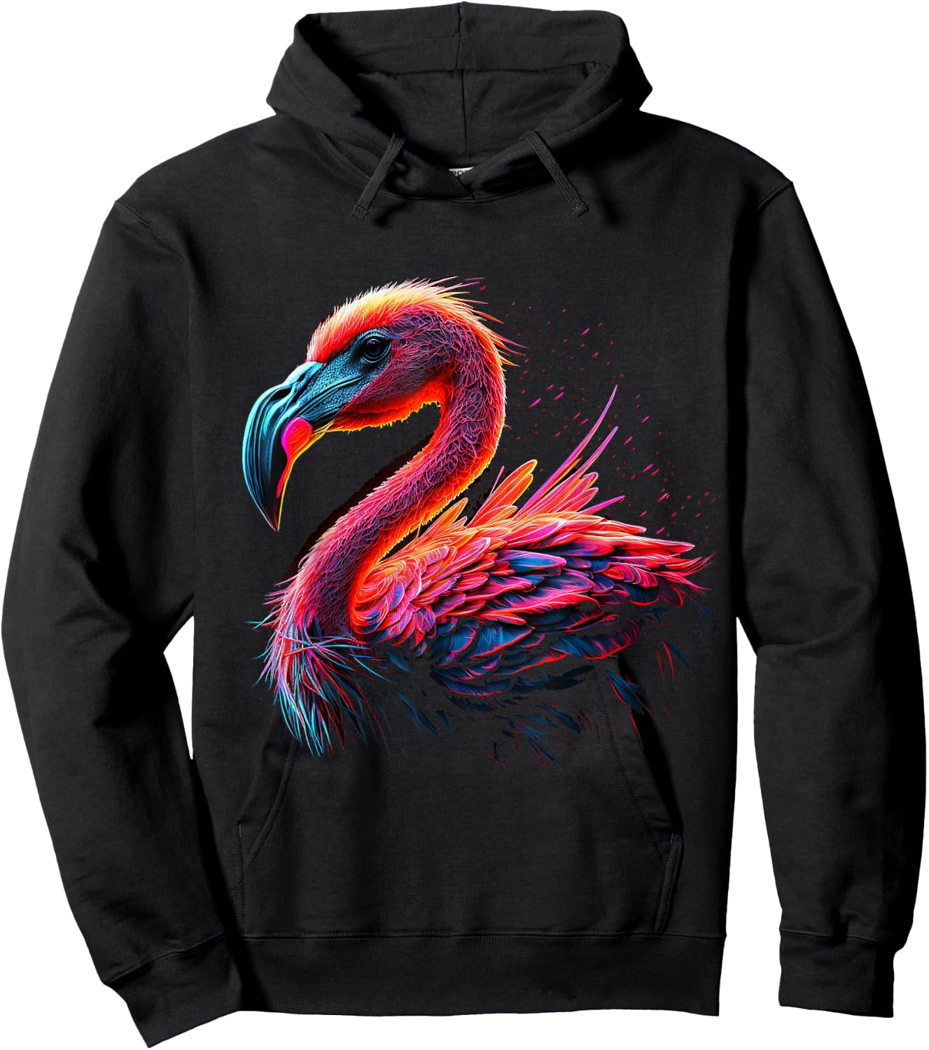 Flamingo Animal Lover Art Colourful Animal Print Flam Hoodie - Hoodie | Black