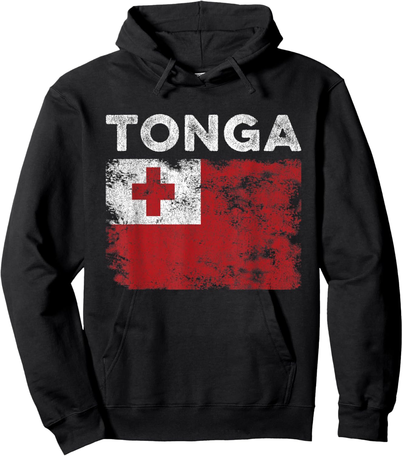 Tonga Flag Distressed - Men Women Kids - Tongan Flag Hoodie - Hoodie | Black