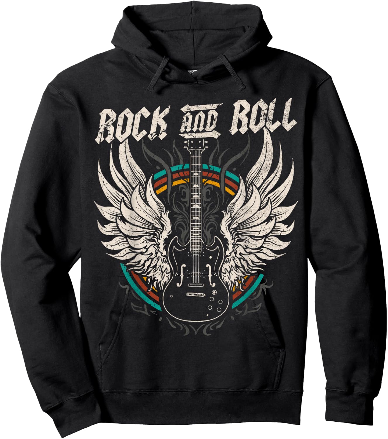 Rock and Roll Guitar Vintage Rock Music Hoodie - Hoodie | Black