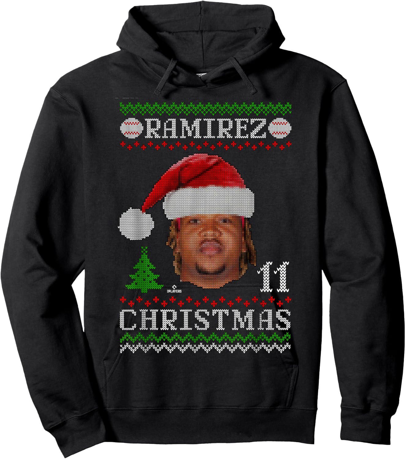 Jose Ramirez Cleveland Baseball Christmas Sweater MLBPA Hoodie - Hoodie | Black