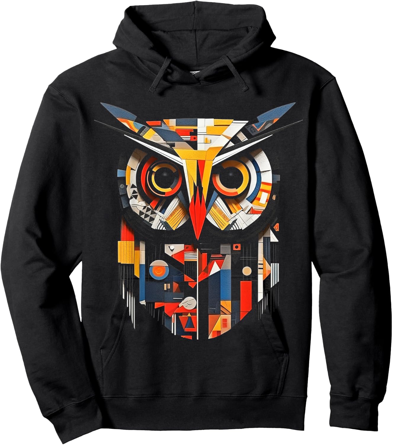 Owl Lover Artwork | Colorful Animal Motif Owl Hoodie - Hoodie | Black