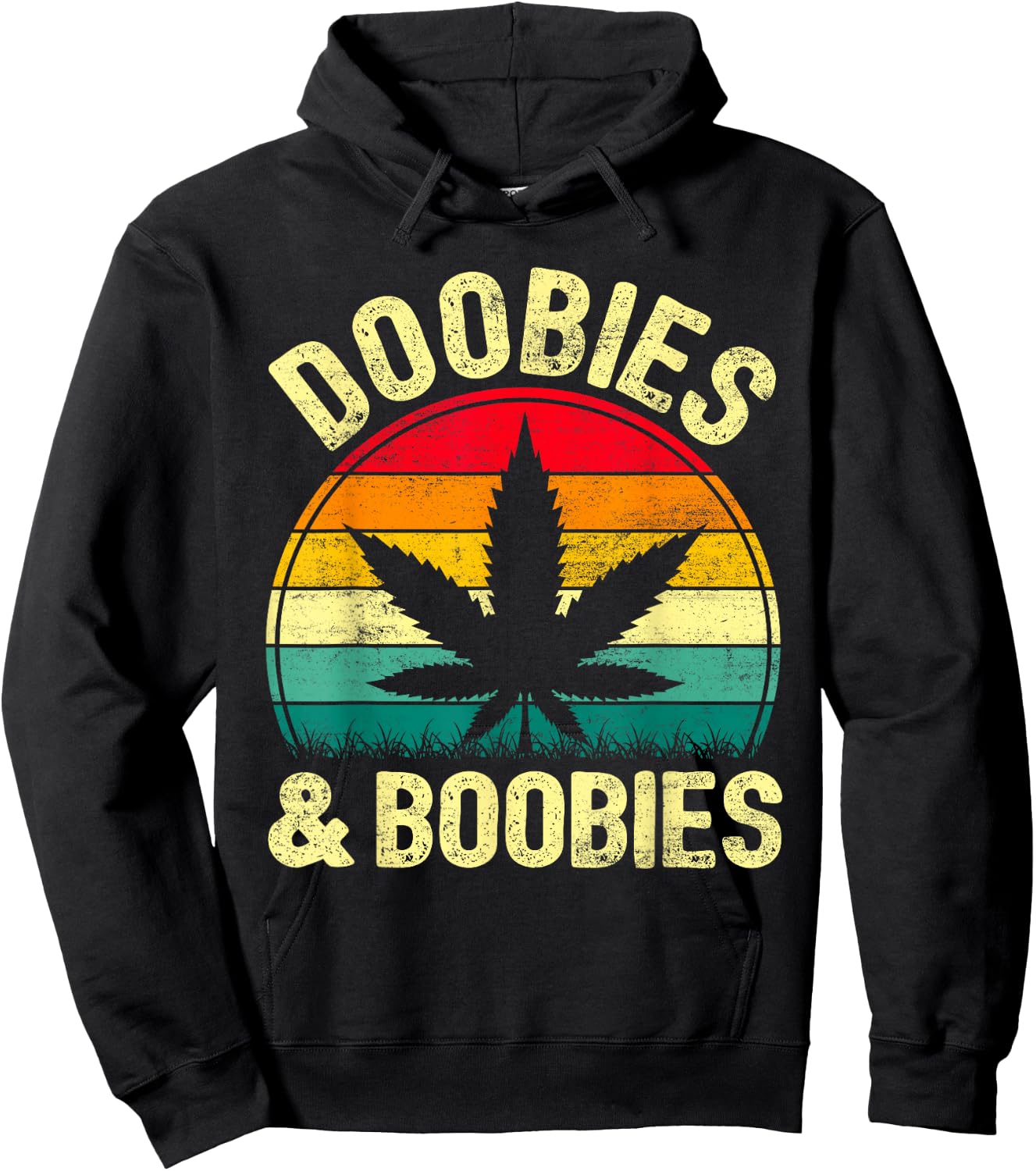 Funny Doobies And Boobies Retro Weed Cannabis 420 Dad Papa Hoodie - Hoodie | Black