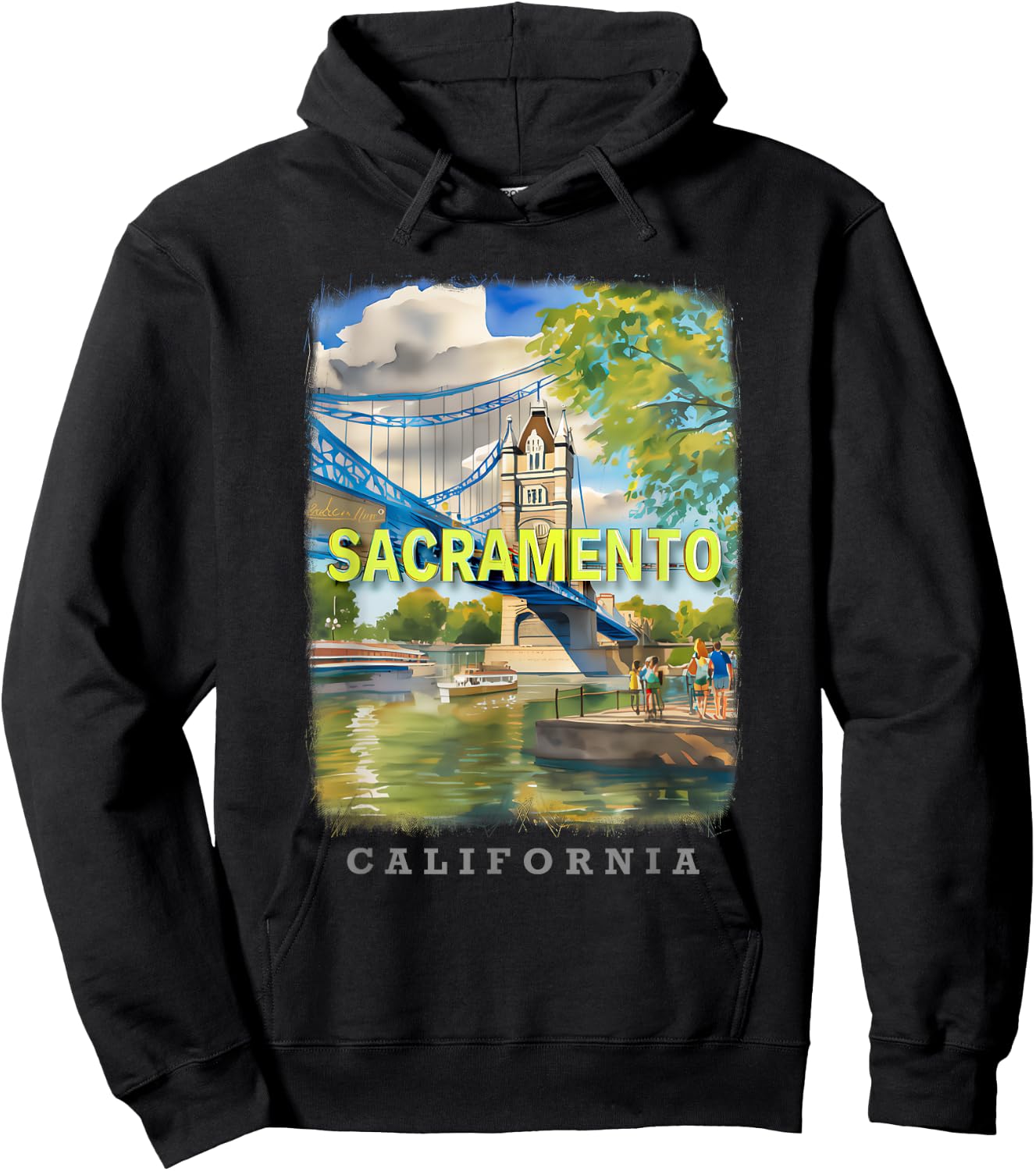 Sacramento California CA Riverfront Charm SD646 Hoodie - Hoodie | Black
