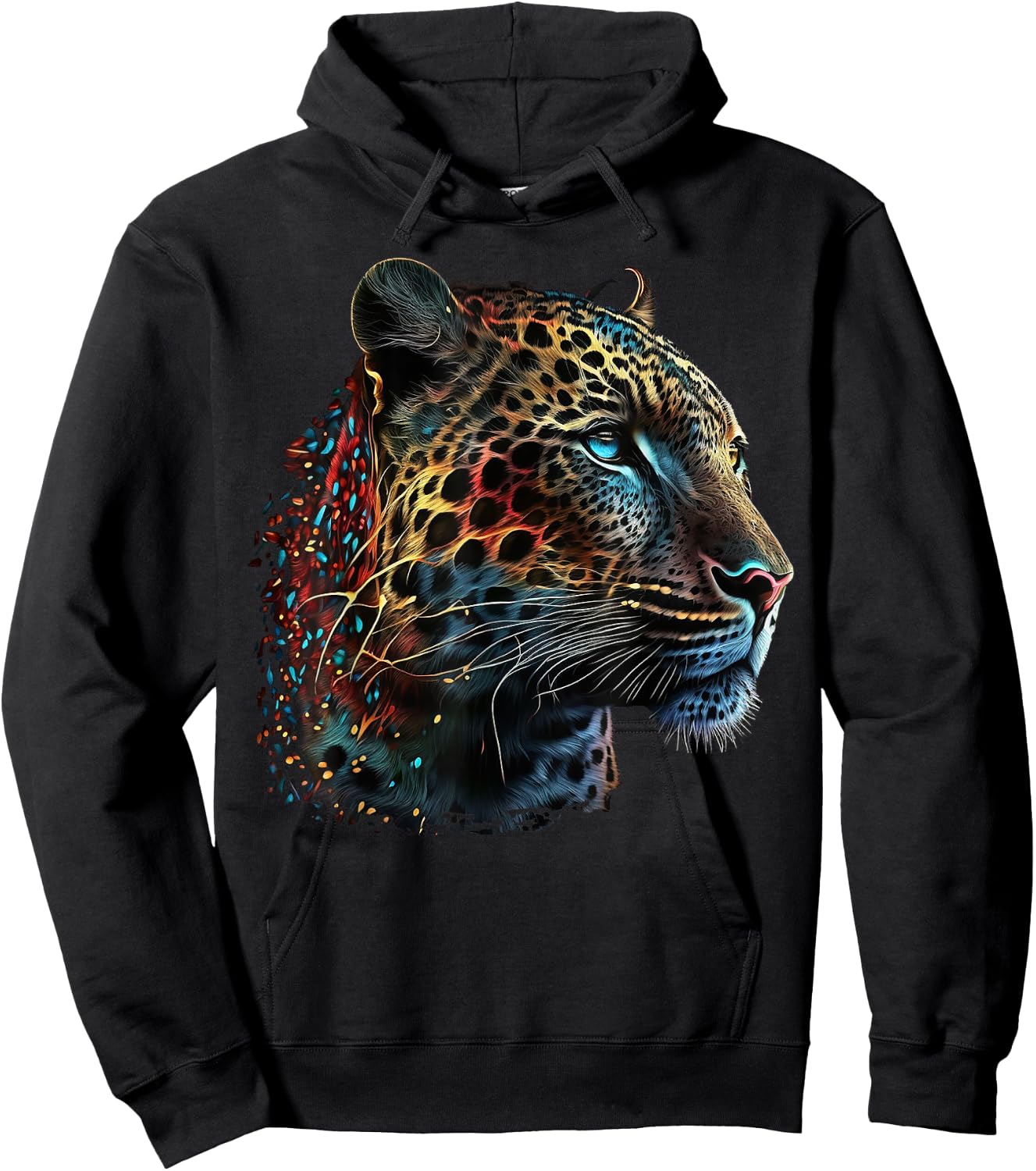 Leopard art animals print motif leopard Hoodie - Hoodie | Black