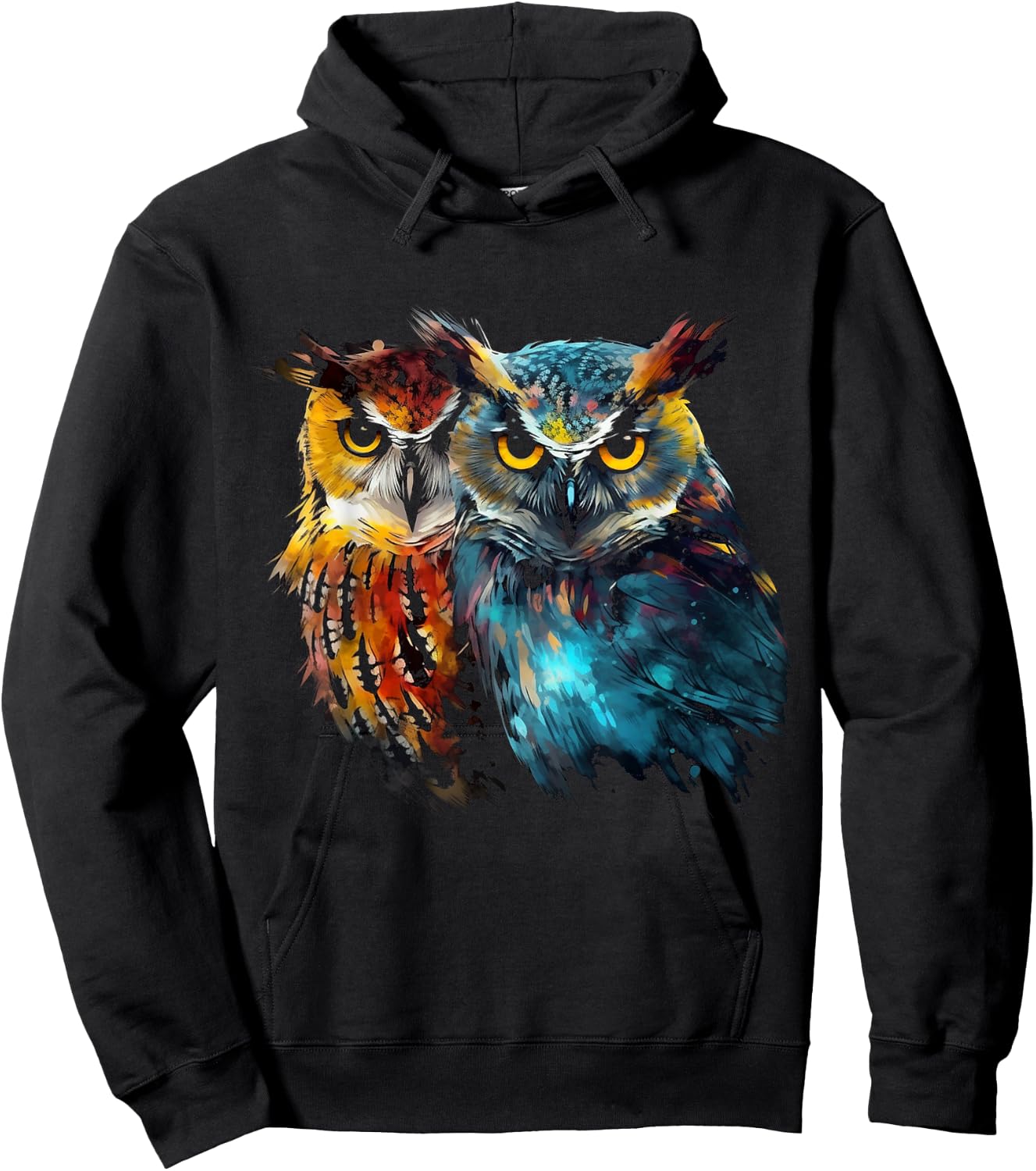 Owl Art - Animal Artwork Bird Owl Hoodie - Hoodie | Black