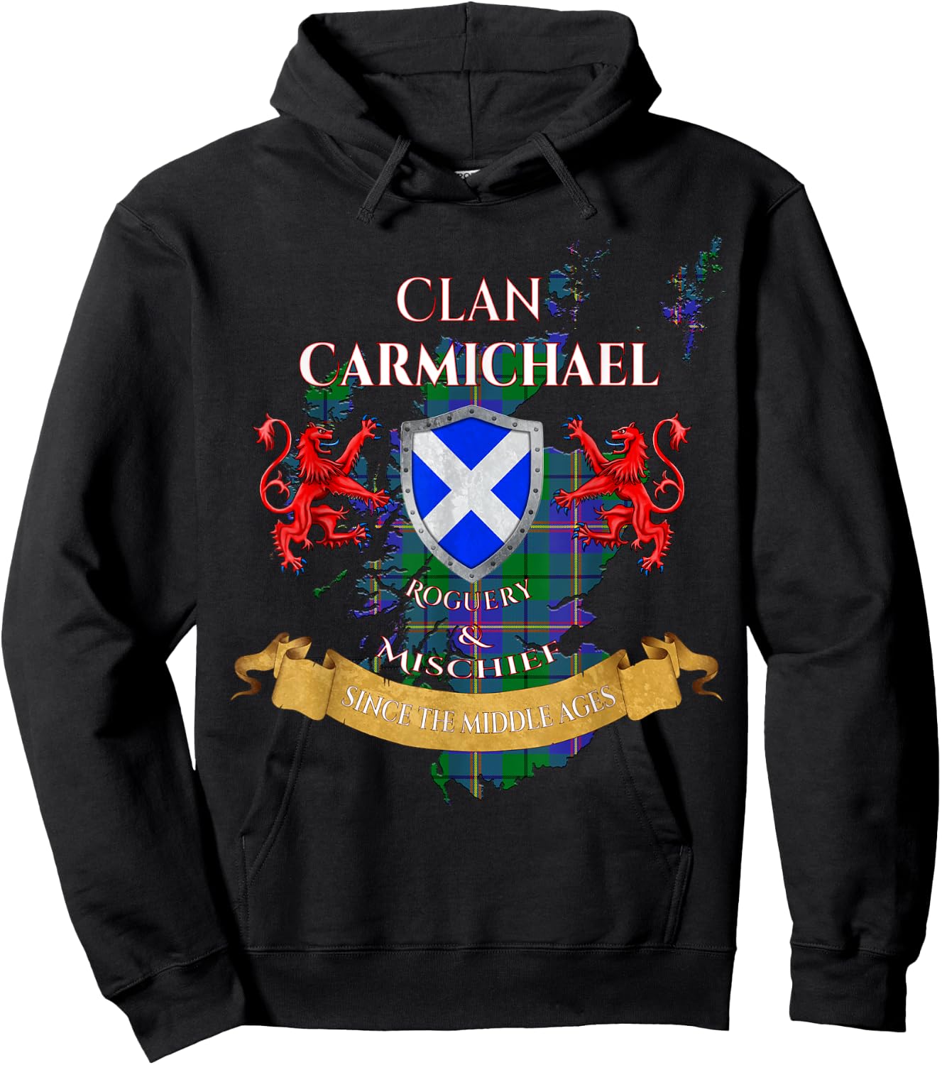 Carmichael Scottish Family Clan Middle Ages Mischief Hoodie - Hoodie | Black