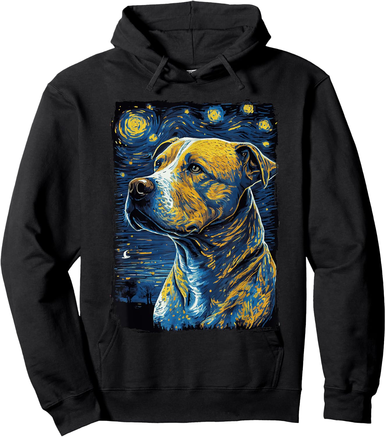 Pitbull Dog Starry Night Men Women Girls Kids Hoodie - Hoodie | Black
