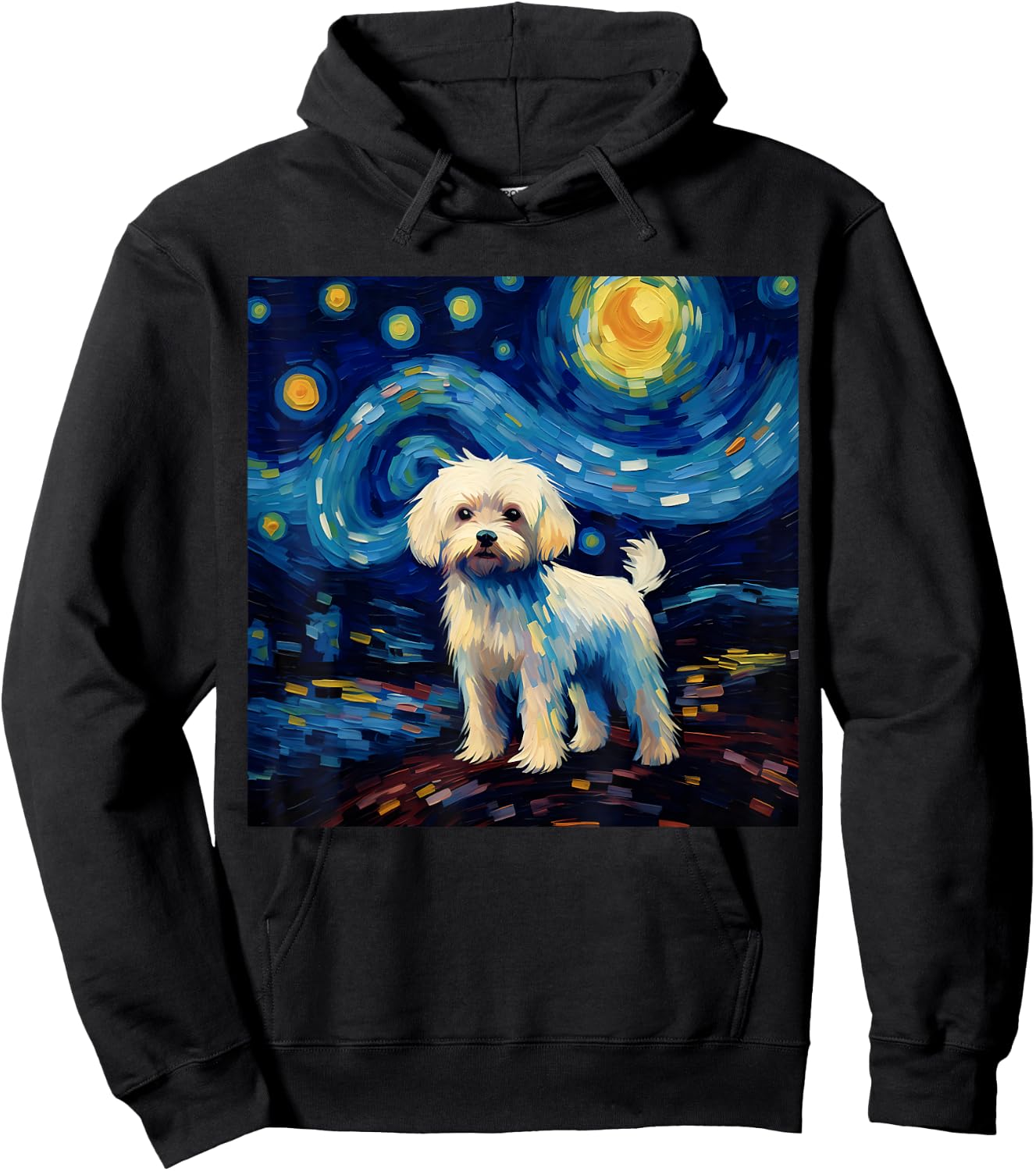 Surreal Starry Night Maltese Dog Women Girls Kids Hoodie - Hoodie | Black