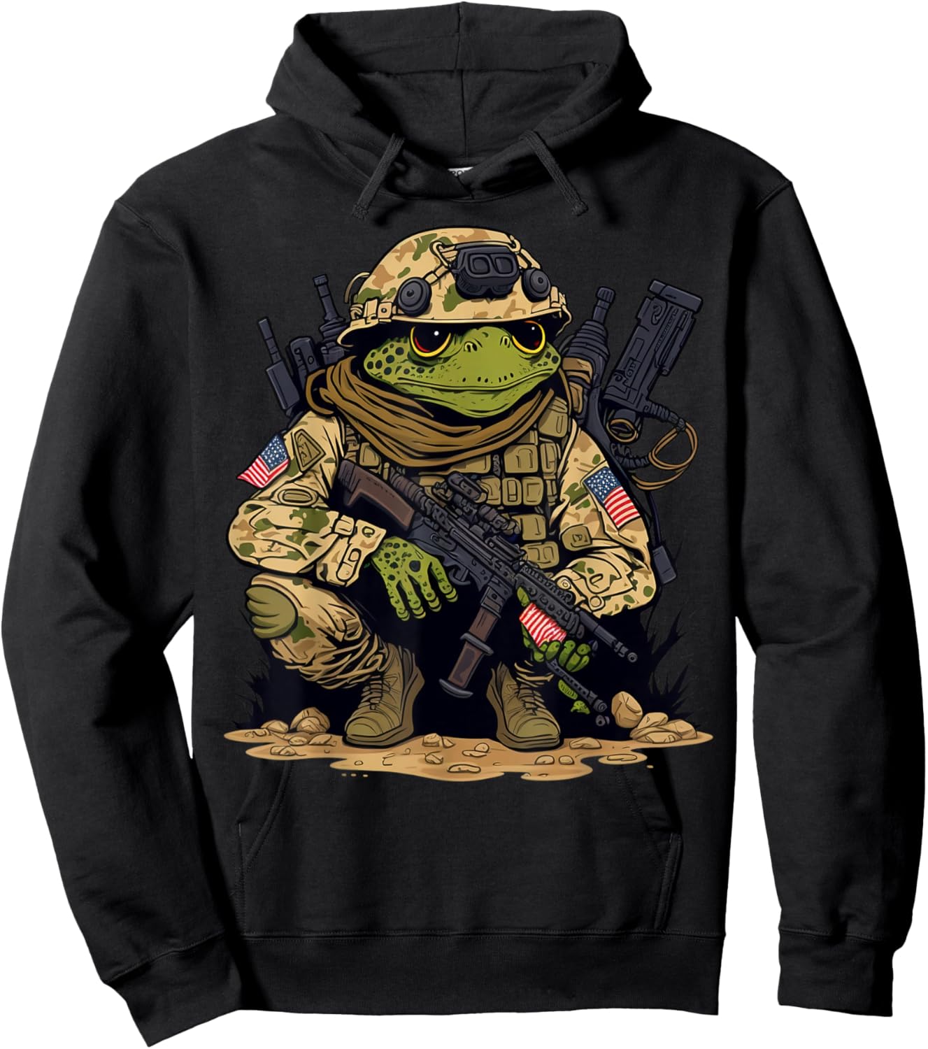 Soldier Frog Army Military Frog Hoodie - Hoodie | Black