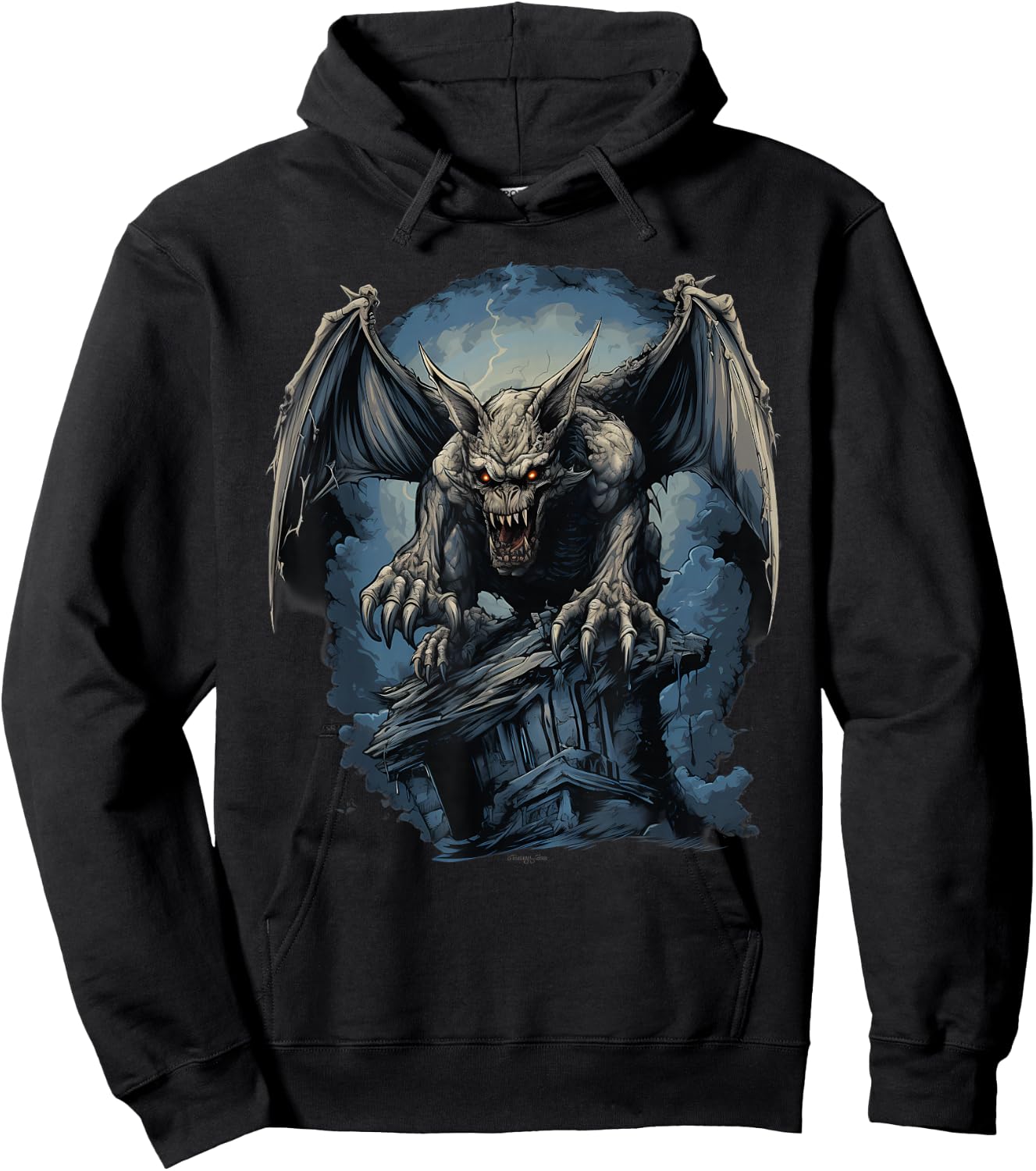 Retro Style Gargoyle Hoodie - Hoodie | Black