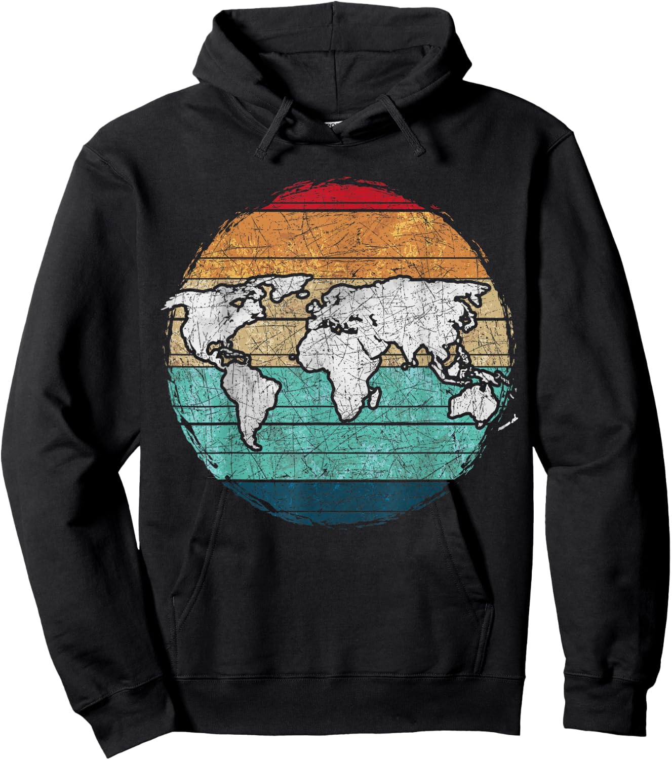 Retro World Map Hoodie - Hoodie | Black