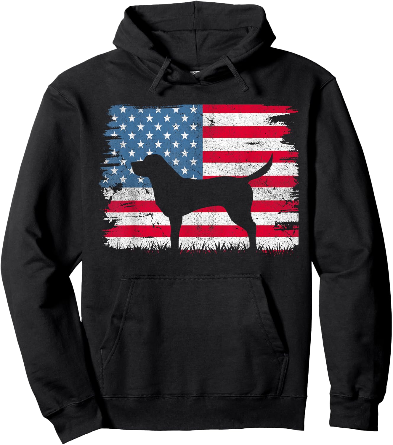 Black Labrador American Flag USA 4th of July Men Women Kids Hoodie - Hoodie | Black