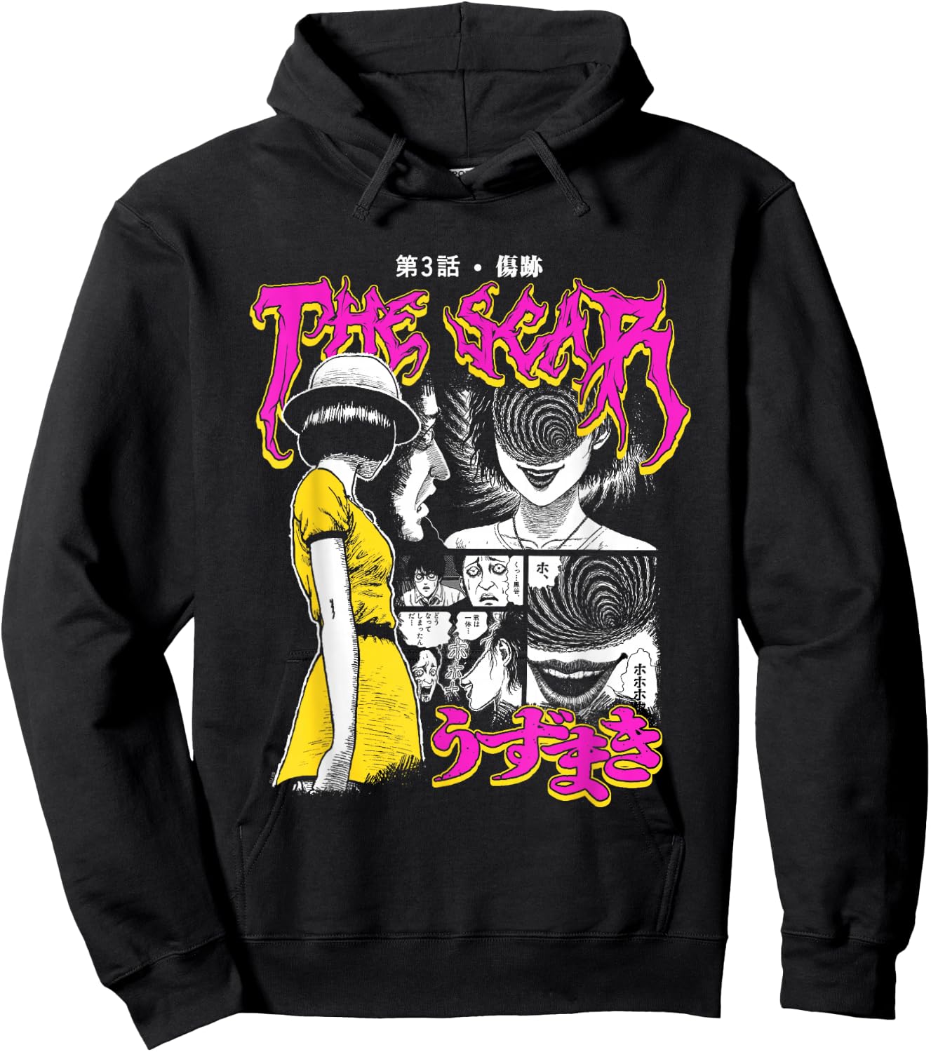 Uzumaki Colorful Scar Graphic Small Hoodie - Hoodie | Black