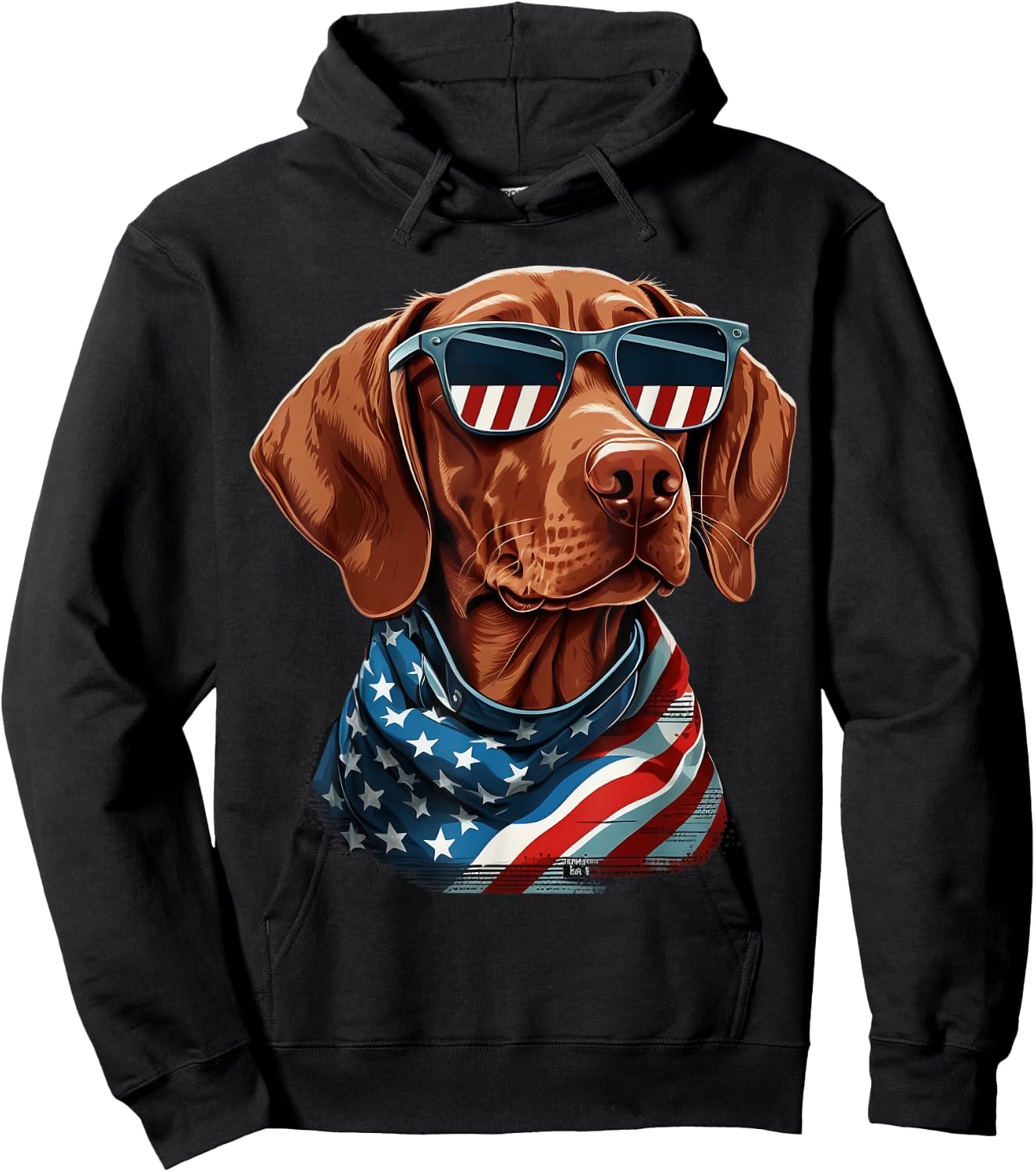 USA 4th Of July Vizsla on Patriotic American Vizsla Kids Men Hoodie - Hoodie | Black
