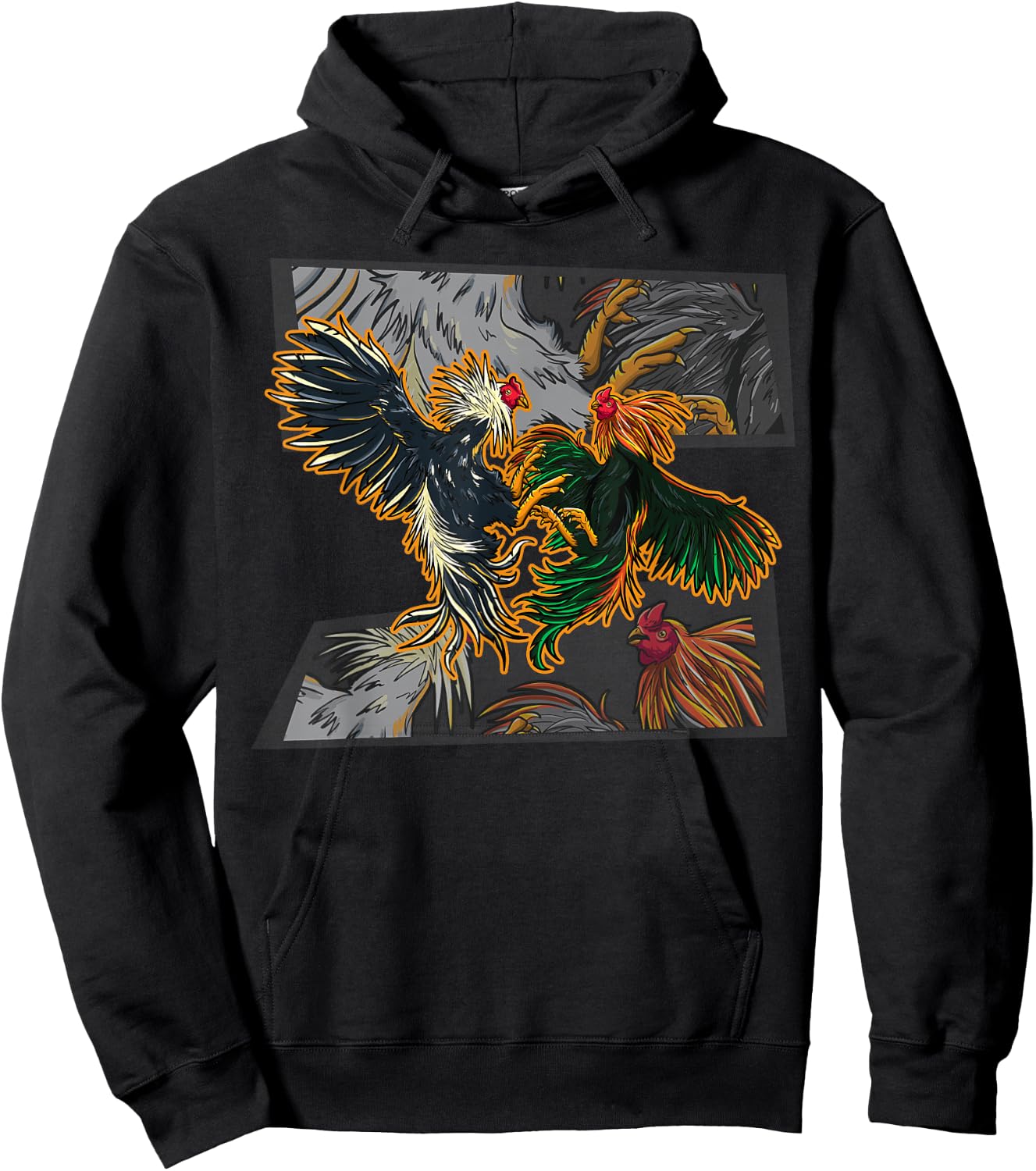 Halloween Dia De Los Muertos Sugar Skull Calavera Fighting Rooster Chicken Chinese Zodiac Pride & Brave -Adults Black Small Hoodie - Hoodie | Black