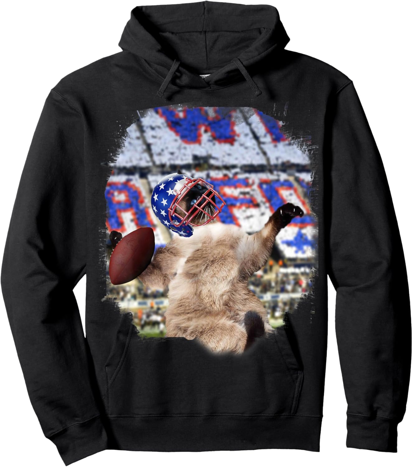 Siamese Cat Playing Football Hoodie - Hoodie | Black