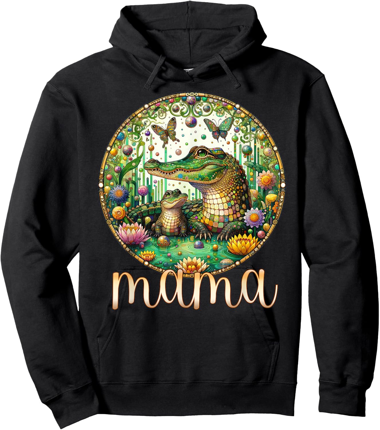 Butterfly Mom Baby Alligator Crocodile Mama - Mother's Day Hoodie - Hoodie | Black