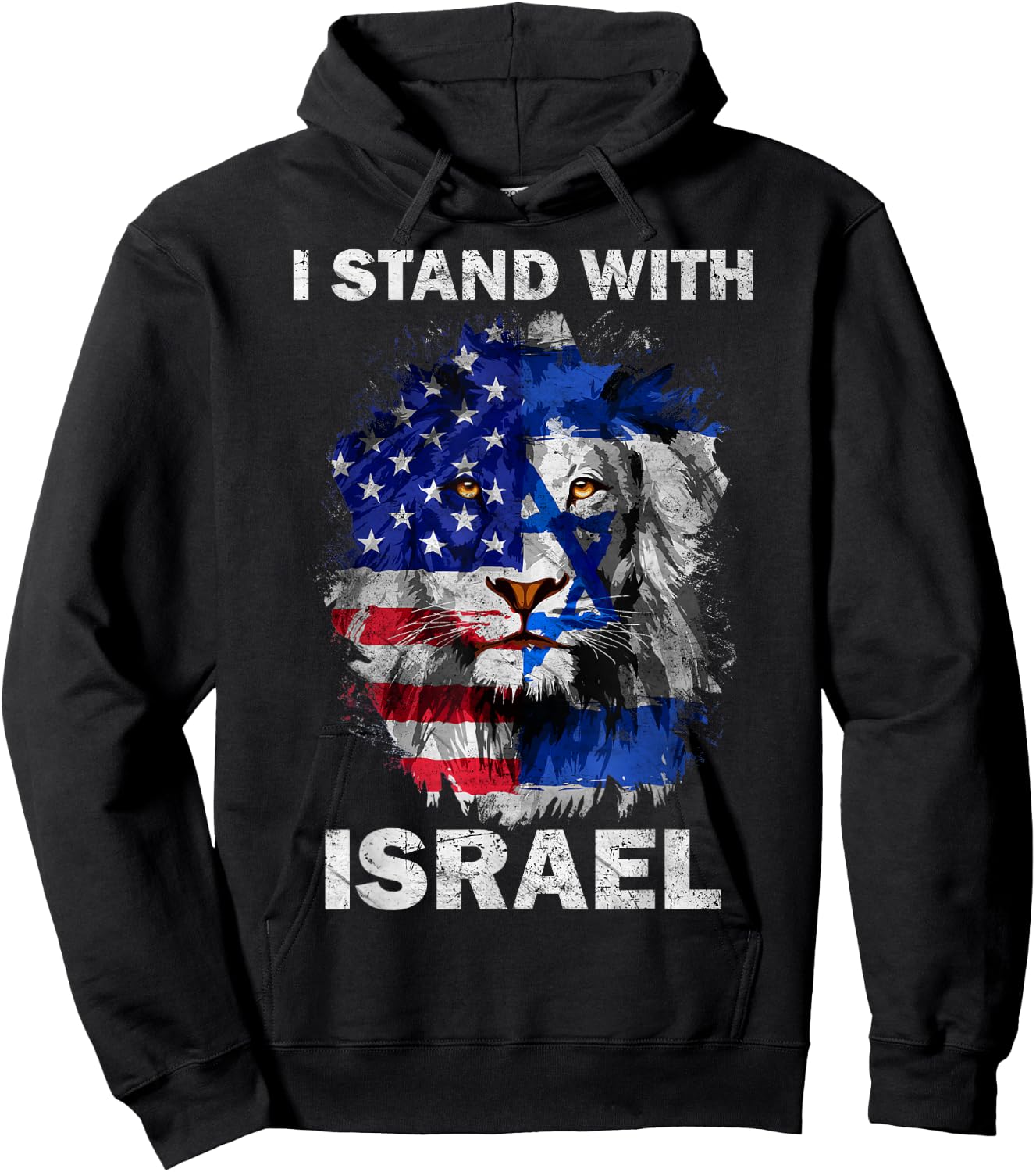I Stand With Israel Vintage USA Israel Flag Hoodie - Hoodie | Black
