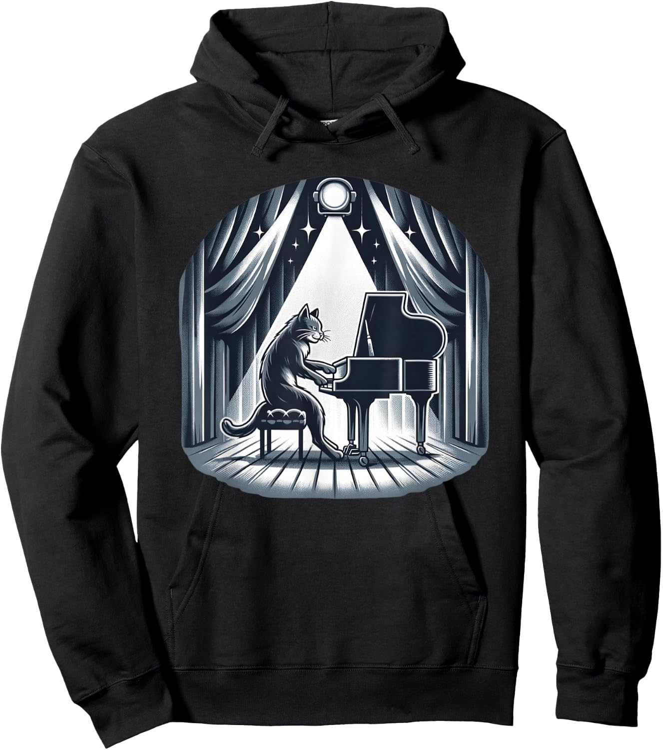 Classical Piano Concert / Funny & Cute Cat Playing Piano Men Women Girls Kids Hoodie - Hoodie | Black