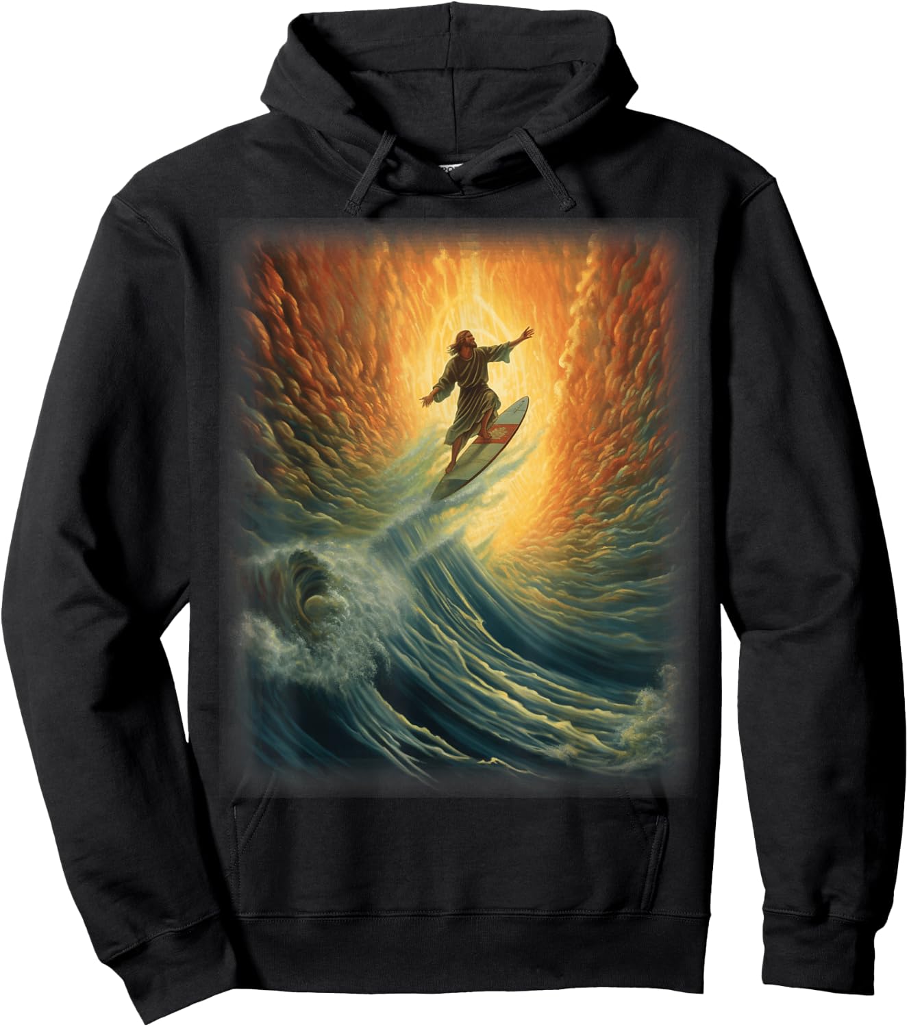 Jesus Surfer Heaven Wave Surfing Christian Surf Beach Summer Men Women Kids Hoodie - Hoodie | Black