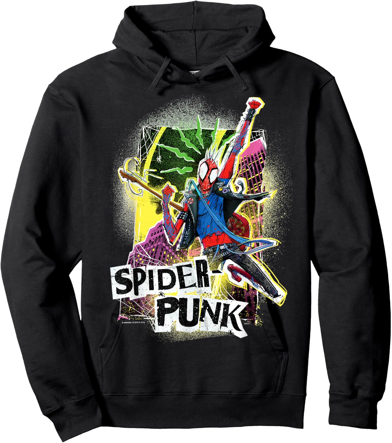Marvel Spider-Man: Across The Spider-Verse Spider-Punk Pose Hoodie - Hoodie | Black