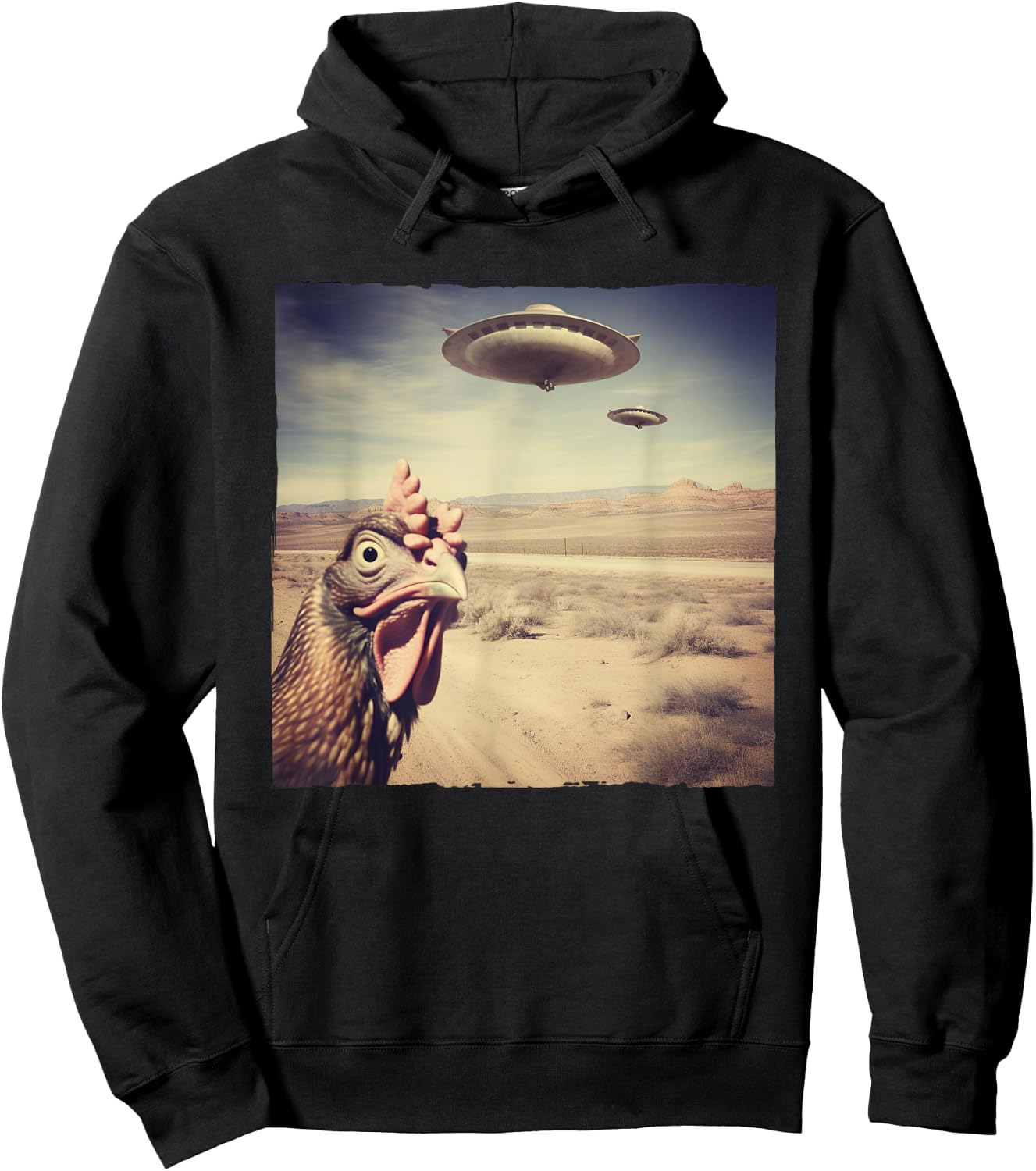 Chicken UFO Alien Flying Saucer Hoodie - Hoodie | Black