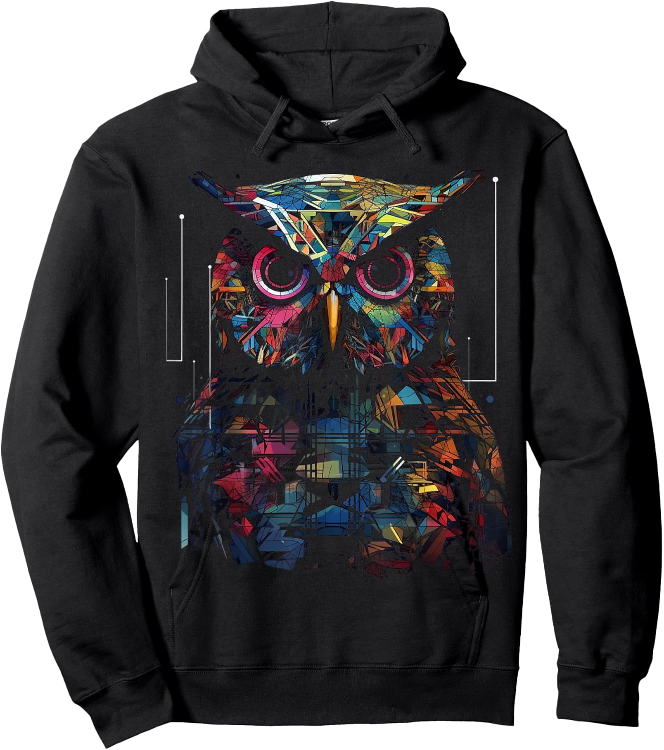 Owl Geometric Animal Lover - Colourful Bird Art Animal Owl Hoodie - Hoodie | Black