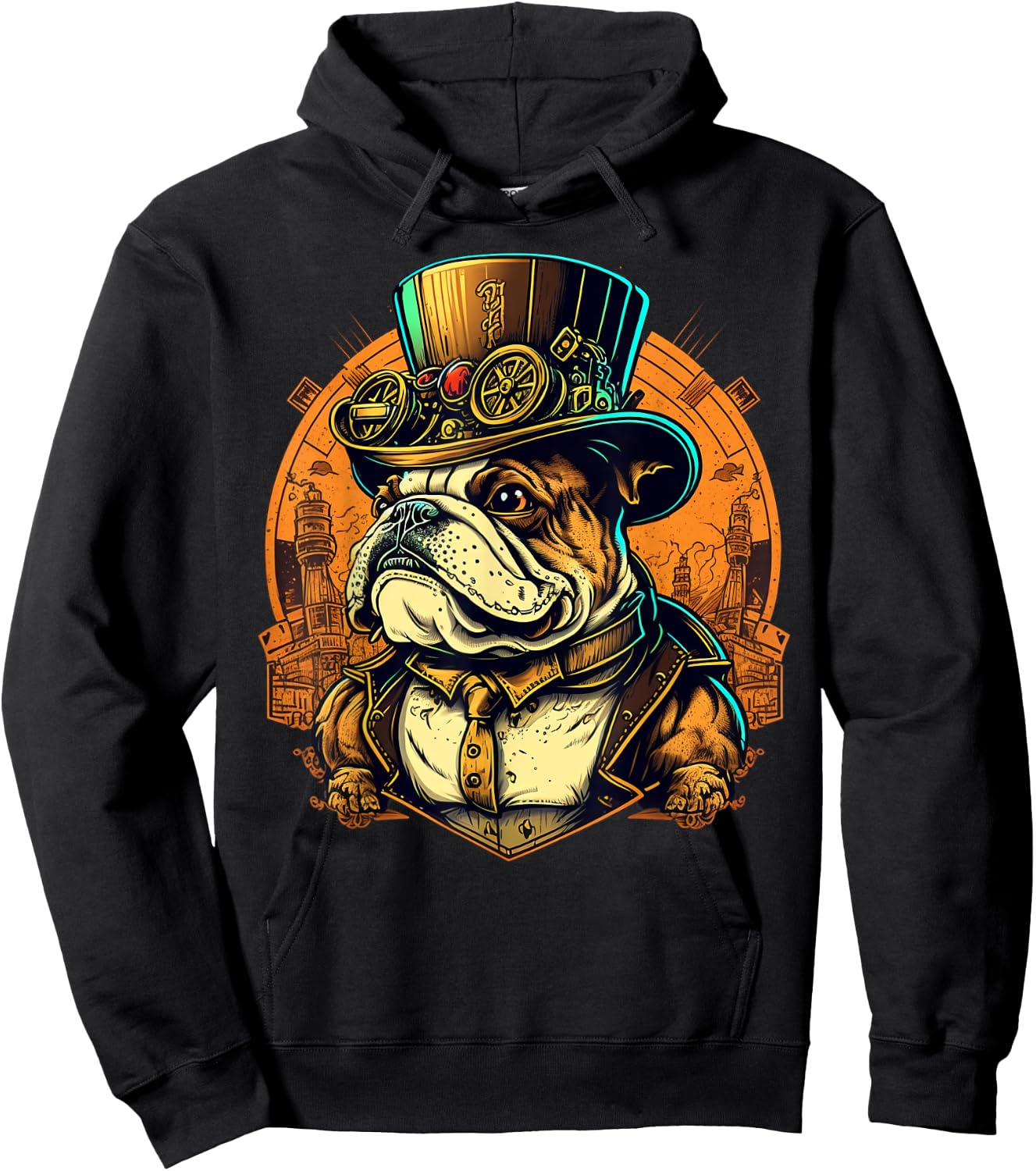 Steampunk Bulldog Women Kids Hoodie - Hoodie | Black