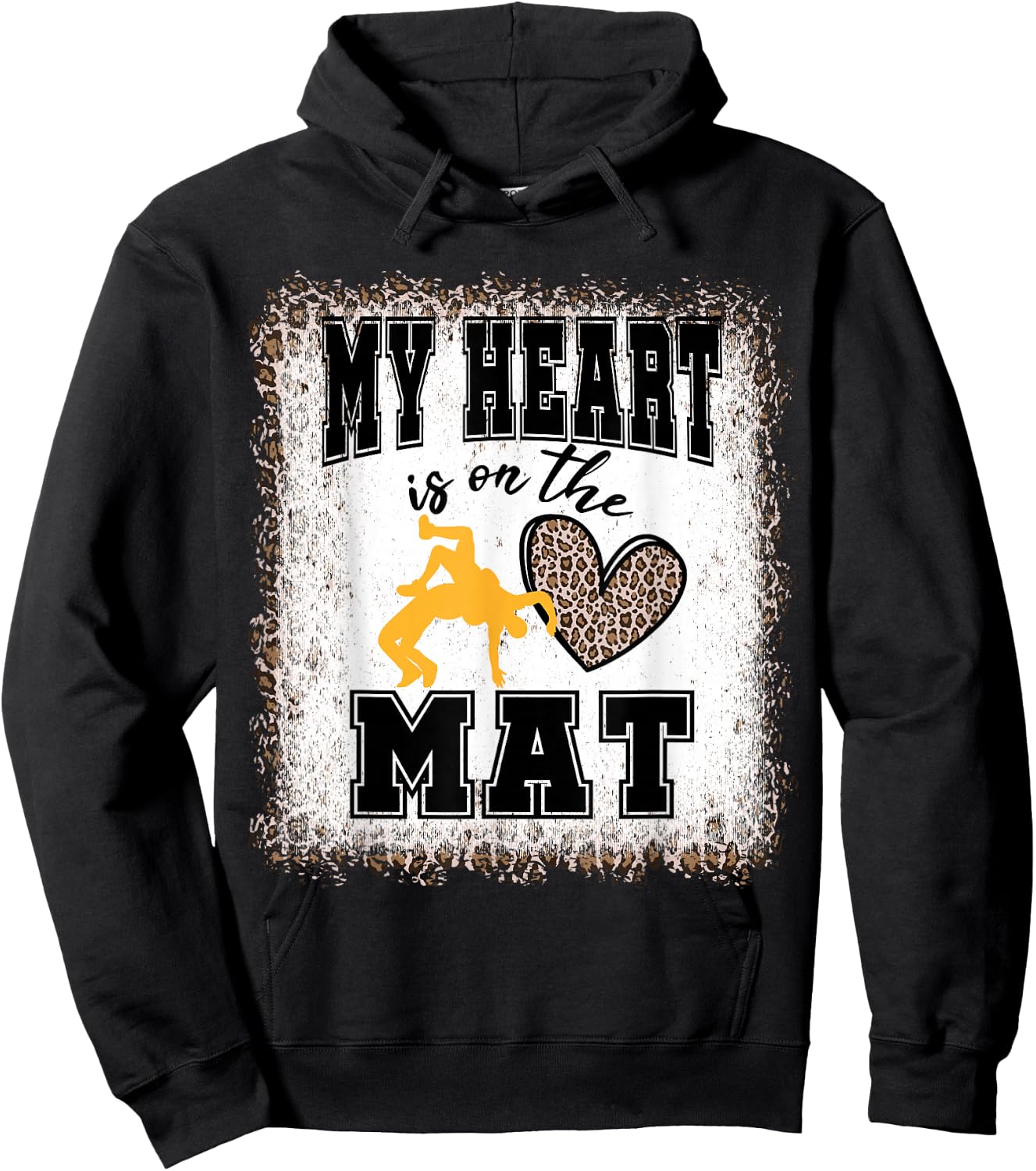 Wrestling Mom My Heart is On The Mat Hoodie - Hoodie | Black