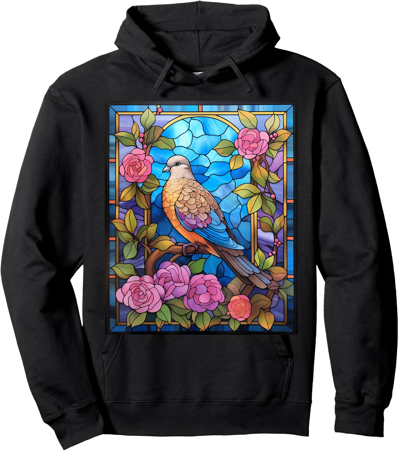 Stained Glass Style Mourning Dove Hoodie - Hoodie | Black