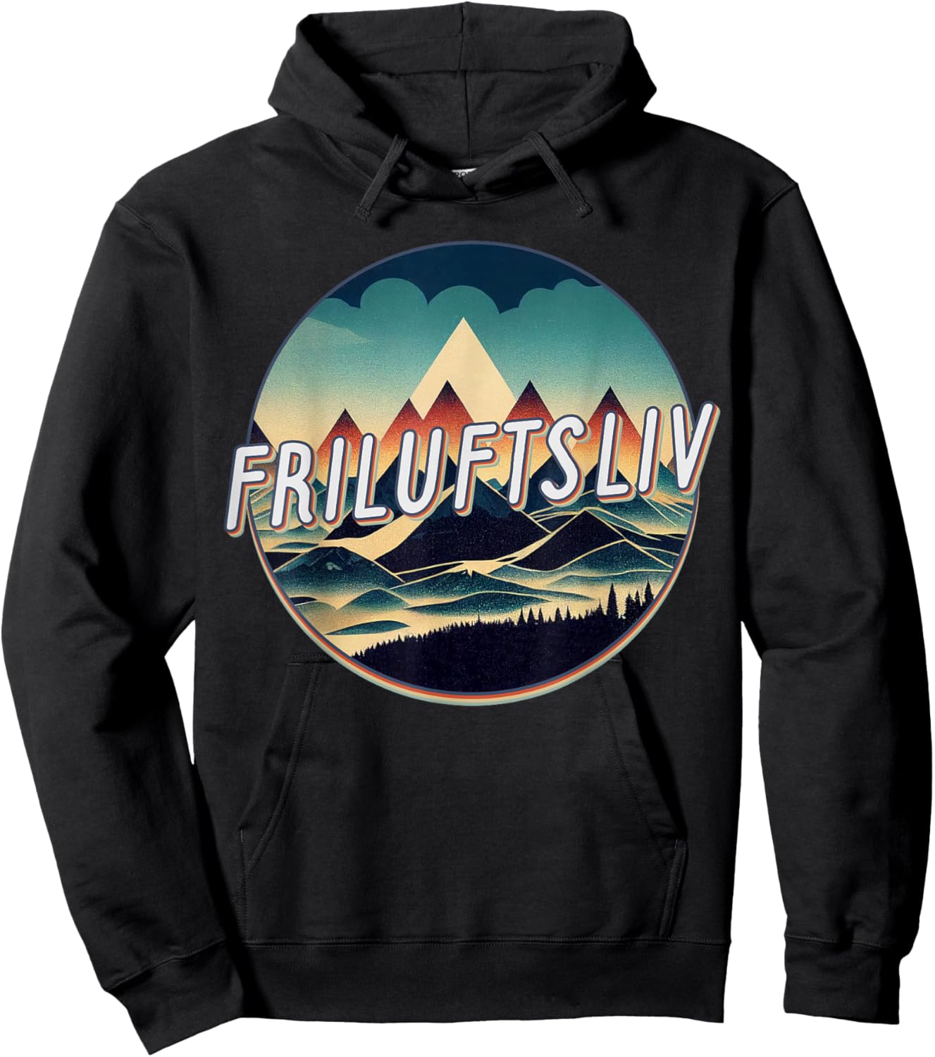 Retro Vintage Friluftsliv Love Outdoors Norwegian Hoodie - Hoodie | Black
