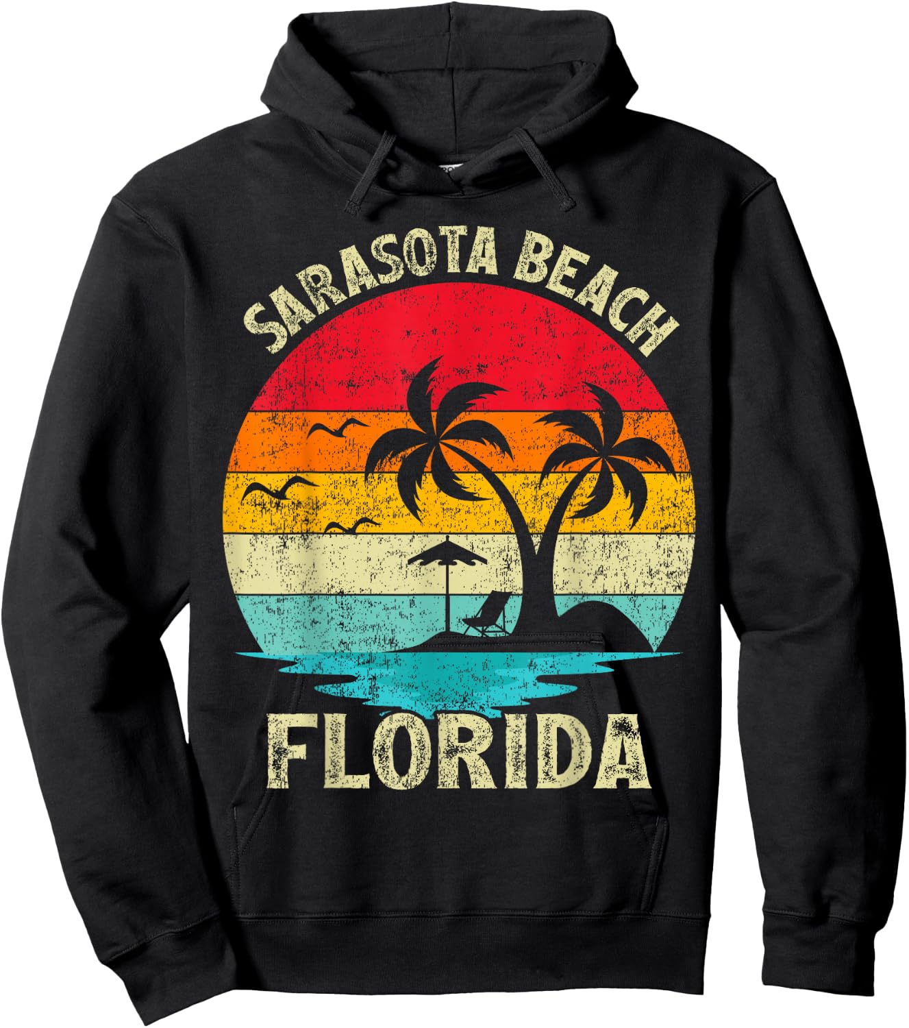 Family Vacation Vintage Retro Florida Sarasota Beach Men Women Girls Kids Hoodie - Hoodie | Black