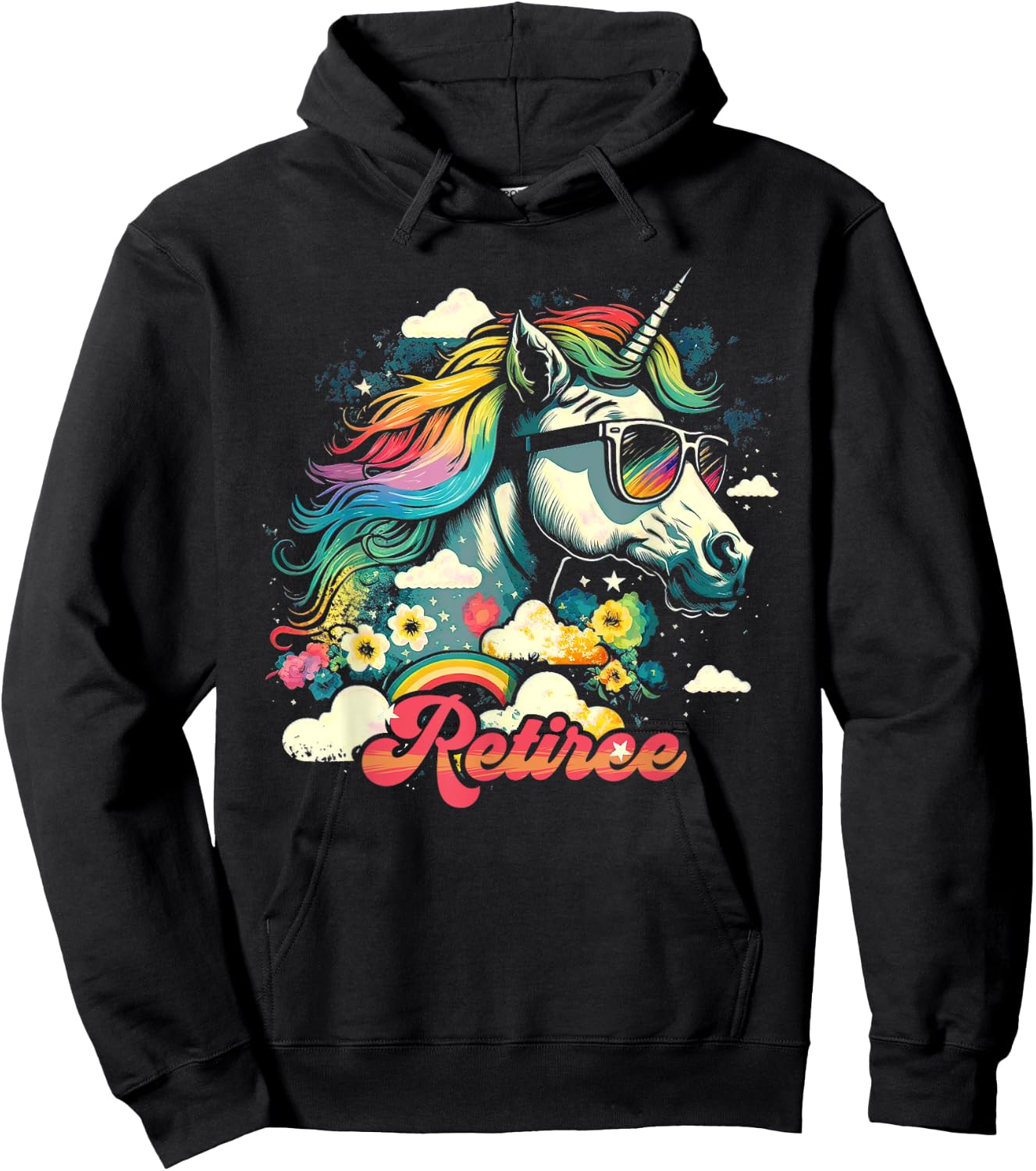 Rainbow Unicorn Retiree | Retirement Hoodie - Hoodie | Black