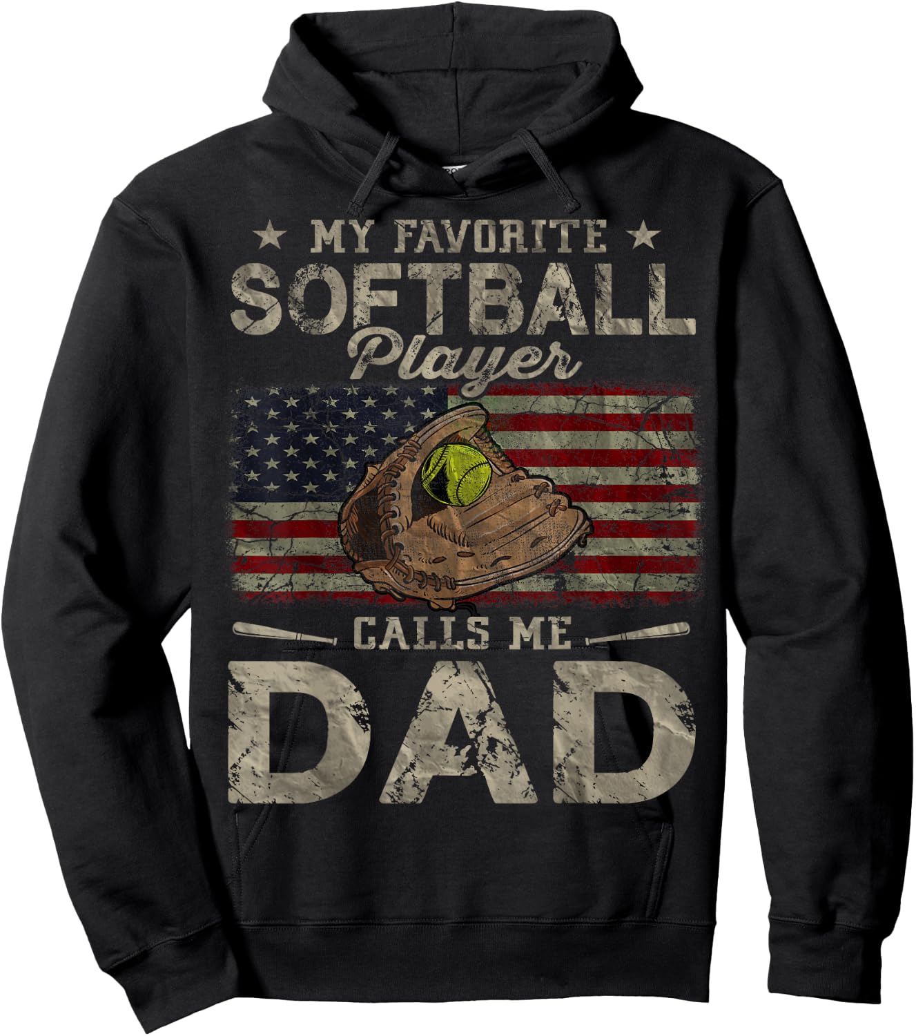 My Favorite Softball Player Calls Me Dad Father's Day Daddy Hoodie - Hoodie | Black