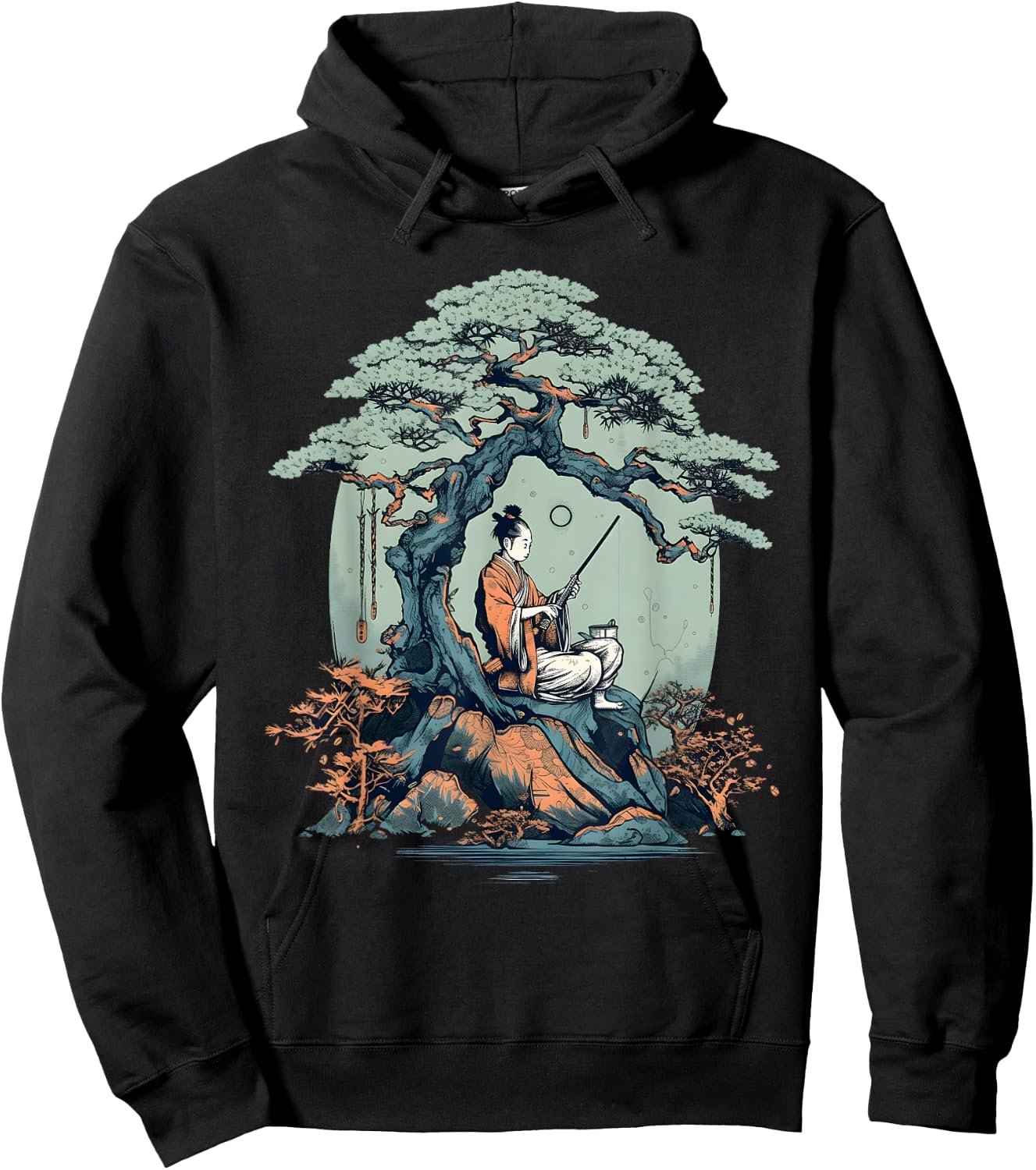 Relaxing Samurai Bonsai Tree Hoodie - Hoodie | Black